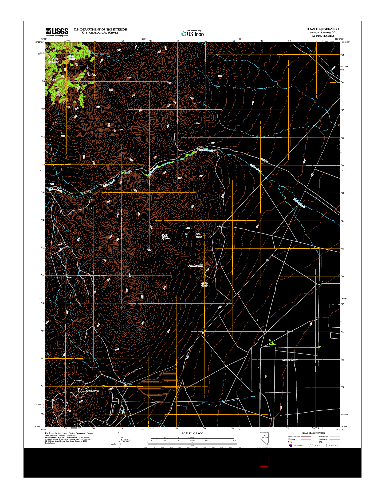 USGS US TOPO 7.5-MINUTE MAP FOR TENABO, NV 2012