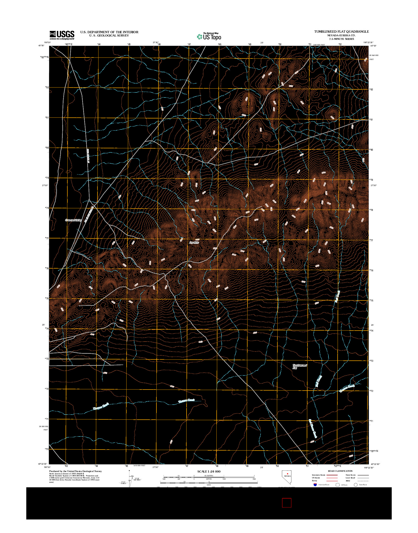 USGS US TOPO 7.5-MINUTE MAP FOR TUMBLEWEED FLAT, NV 2012