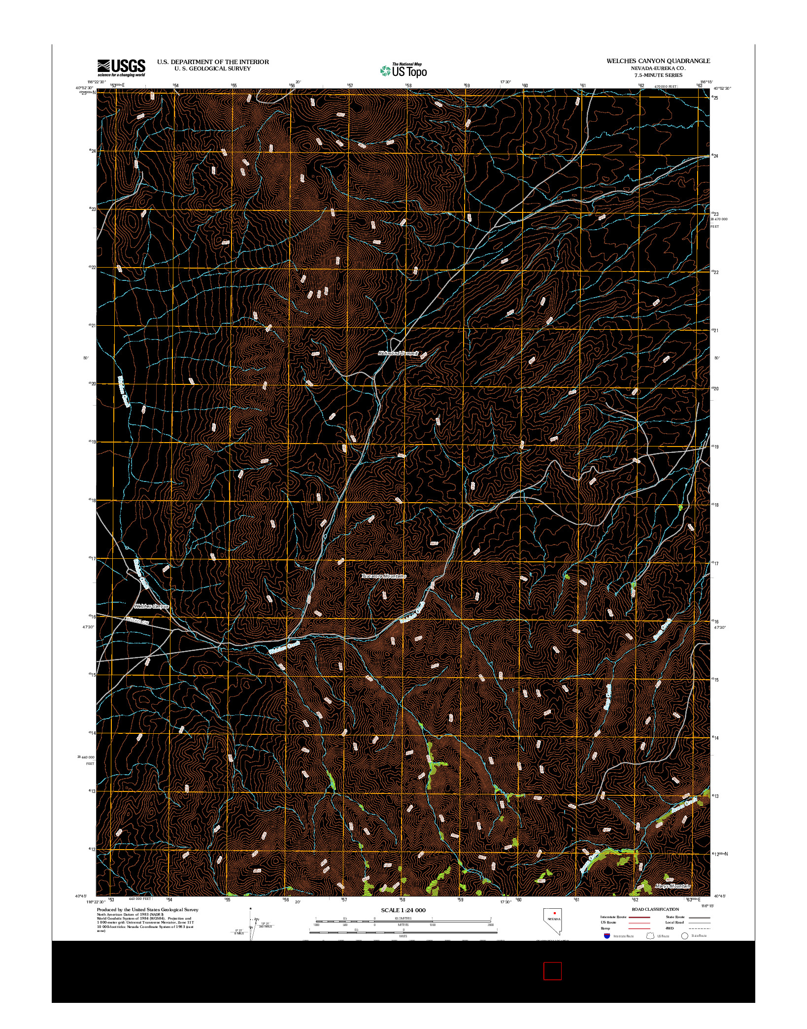 USGS US TOPO 7.5-MINUTE MAP FOR WELCHES CANYON, NV 2012