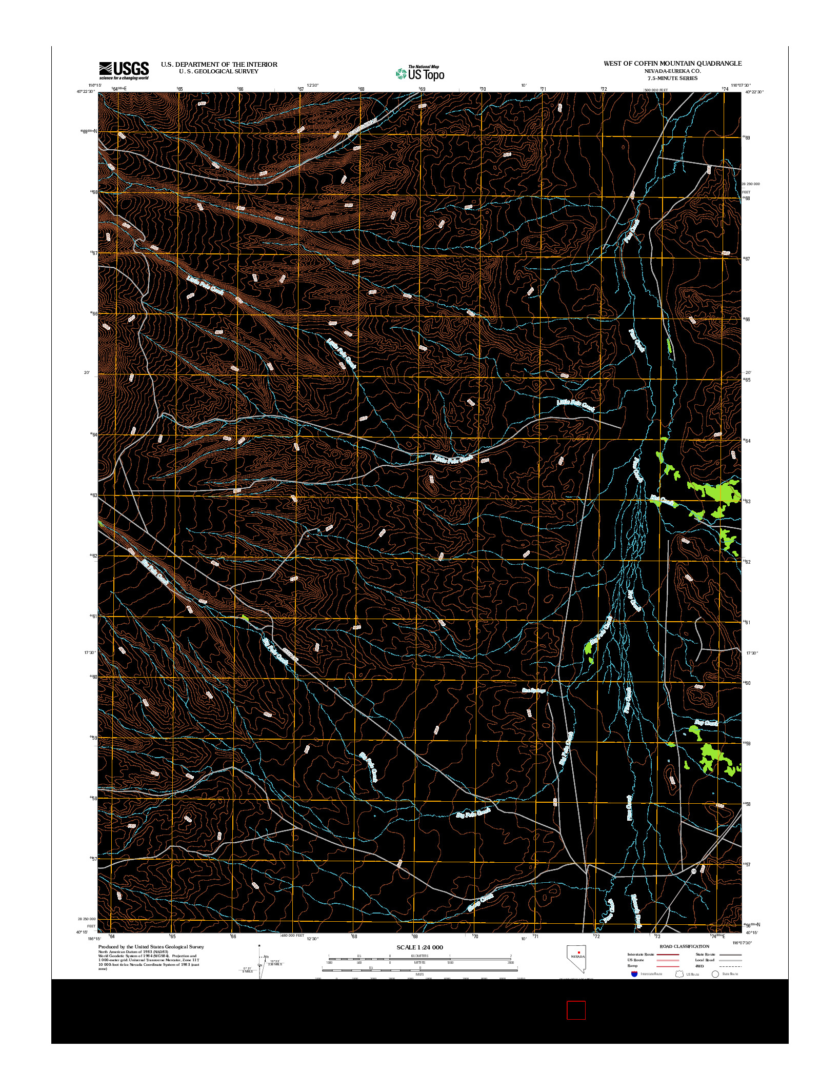 USGS US TOPO 7.5-MINUTE MAP FOR WEST OF COFFIN MOUNTAIN, NV 2012