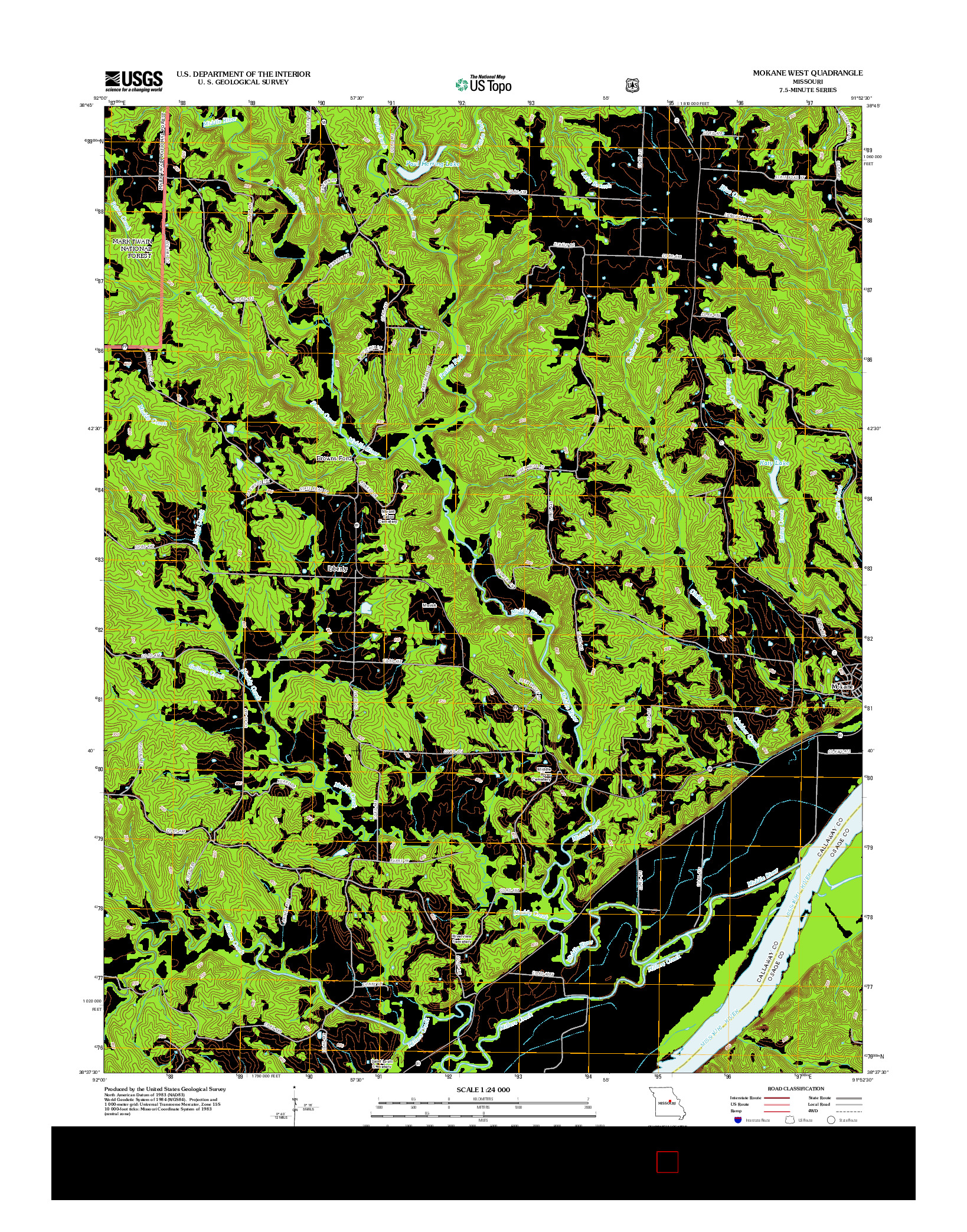 USGS US TOPO 7.5-MINUTE MAP FOR MOKANE WEST, MO 2012