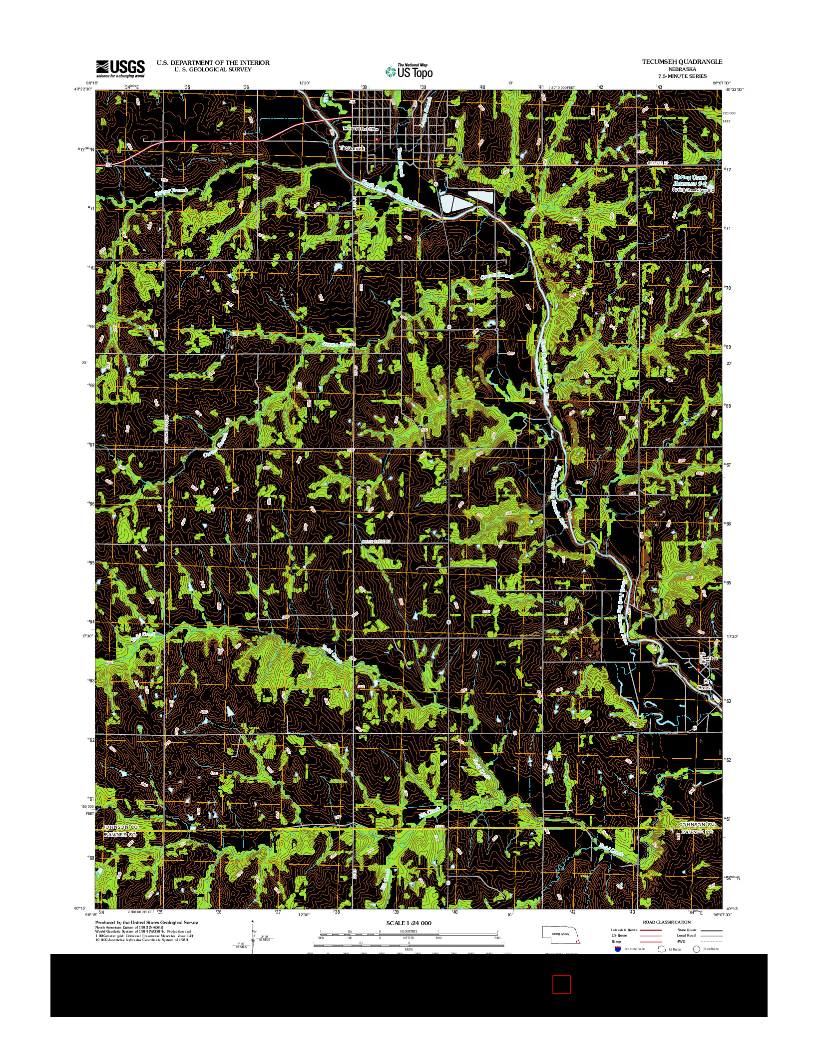 USGS US TOPO 7.5-MINUTE MAP FOR TECUMSEH, NE 2012