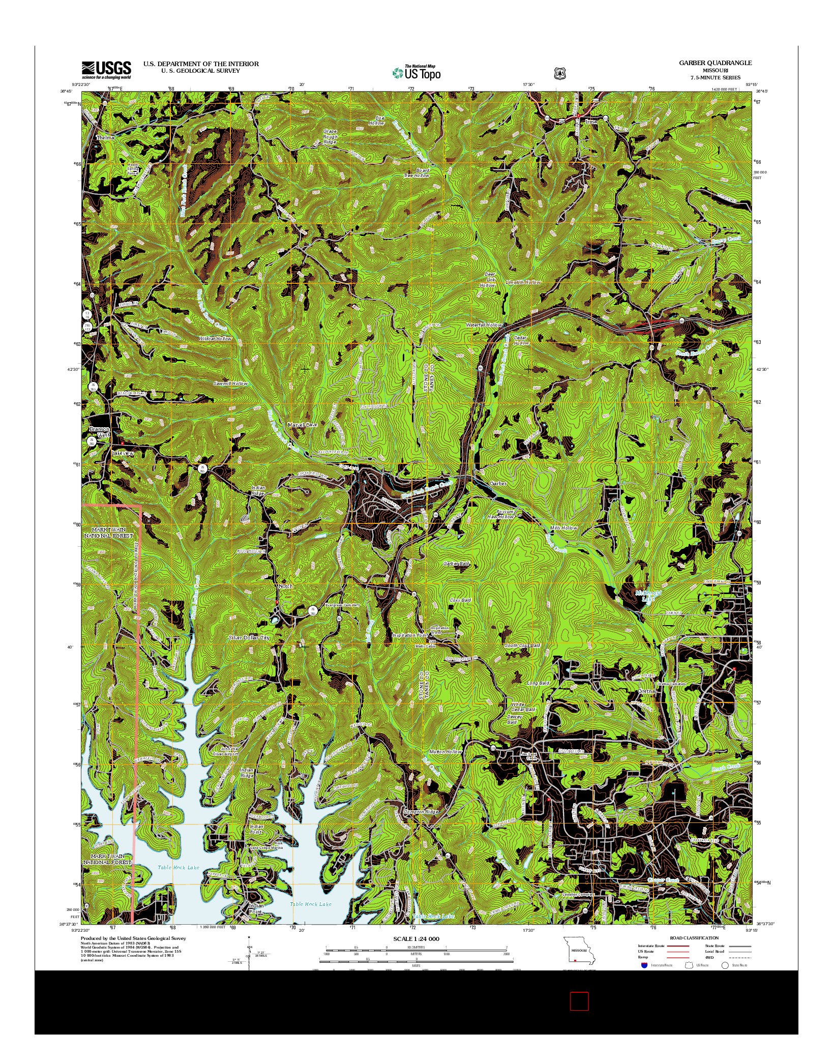 USGS US TOPO 7.5-MINUTE MAP FOR GARBER, MO 2012