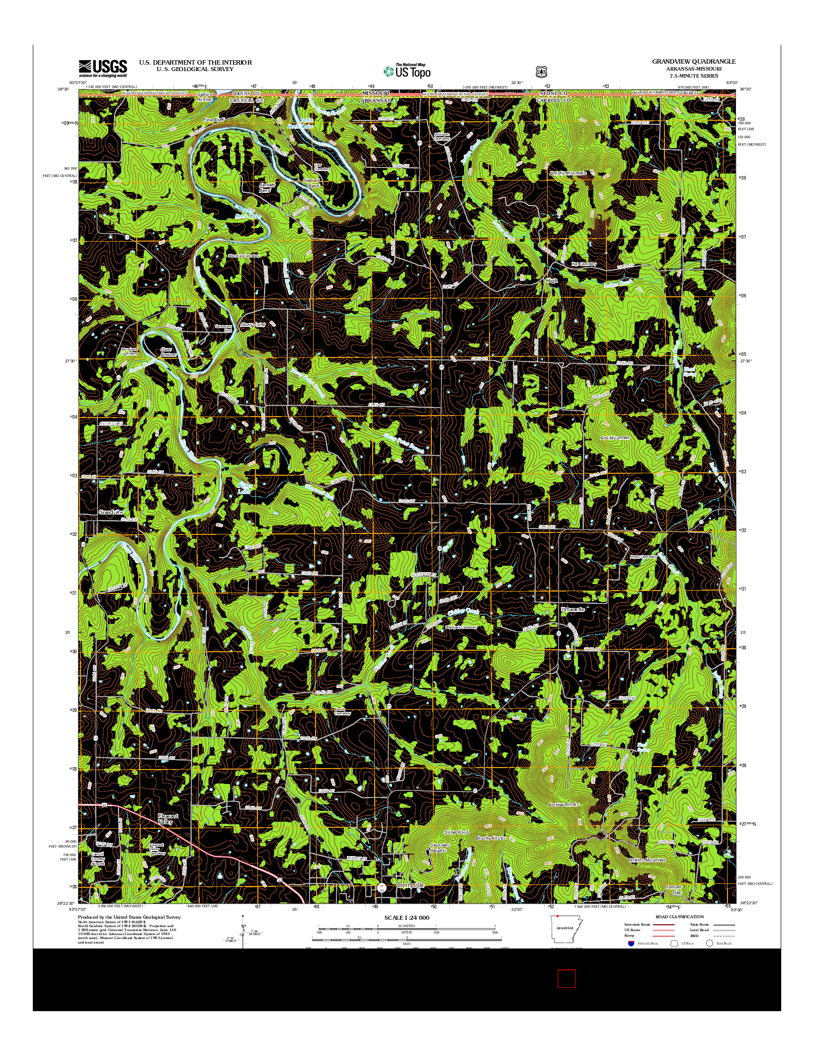 USGS US TOPO 7.5-MINUTE MAP FOR GRANDVIEW, AR-MO 2012