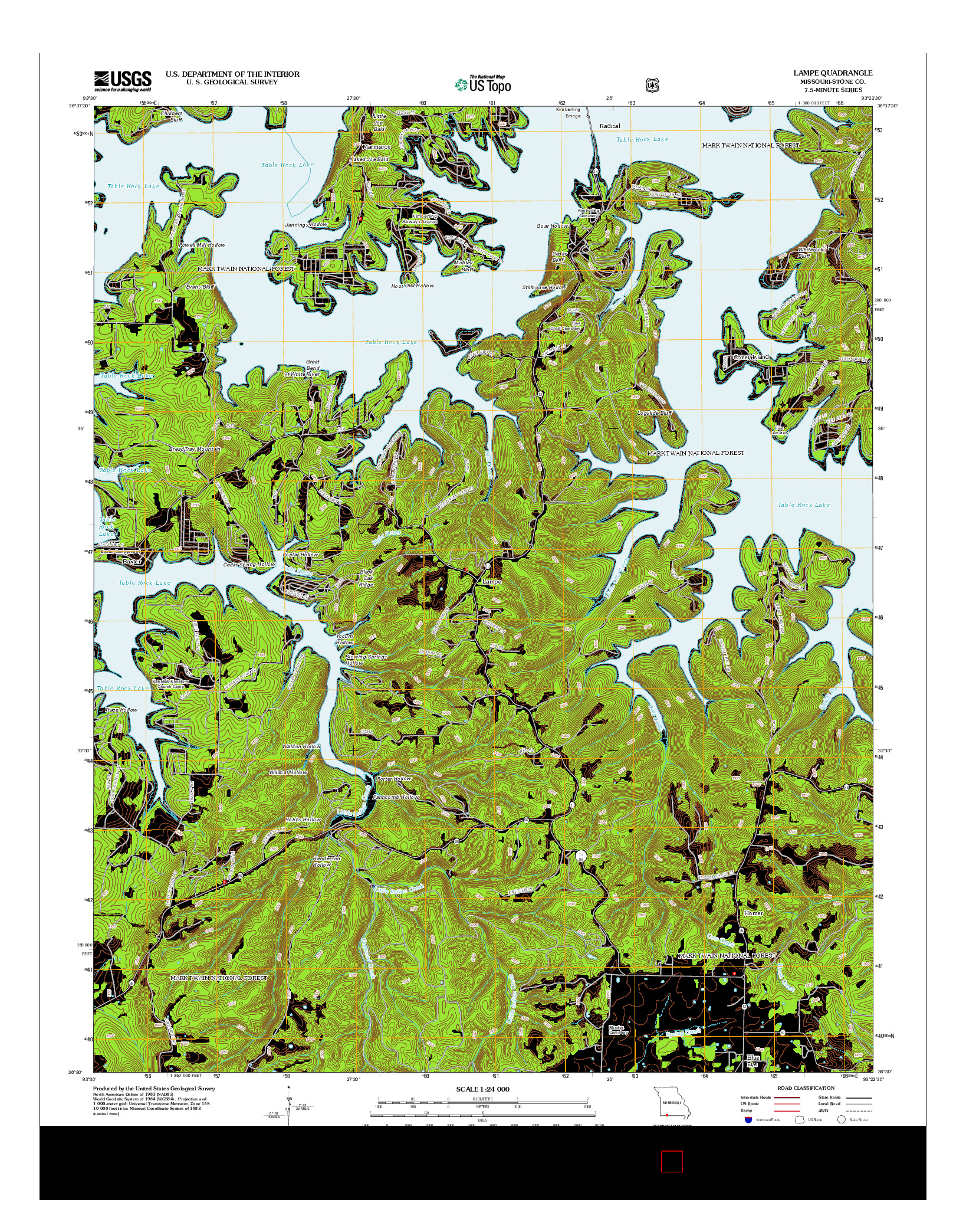 USGS US TOPO 7.5-MINUTE MAP FOR LAMPE, MO 2012