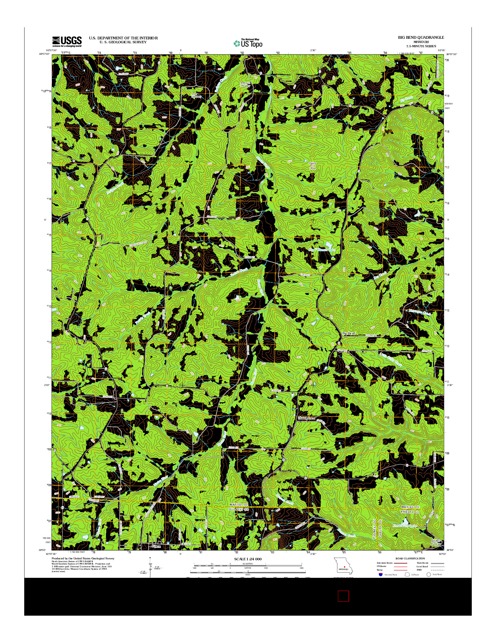 USGS US TOPO 7.5-MINUTE MAP FOR BIG BEND, MO 2012