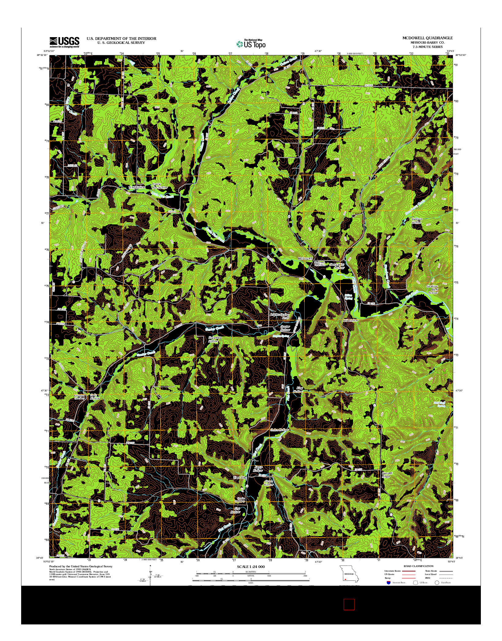 USGS US TOPO 7.5-MINUTE MAP FOR MCDOWELL, MO 2012