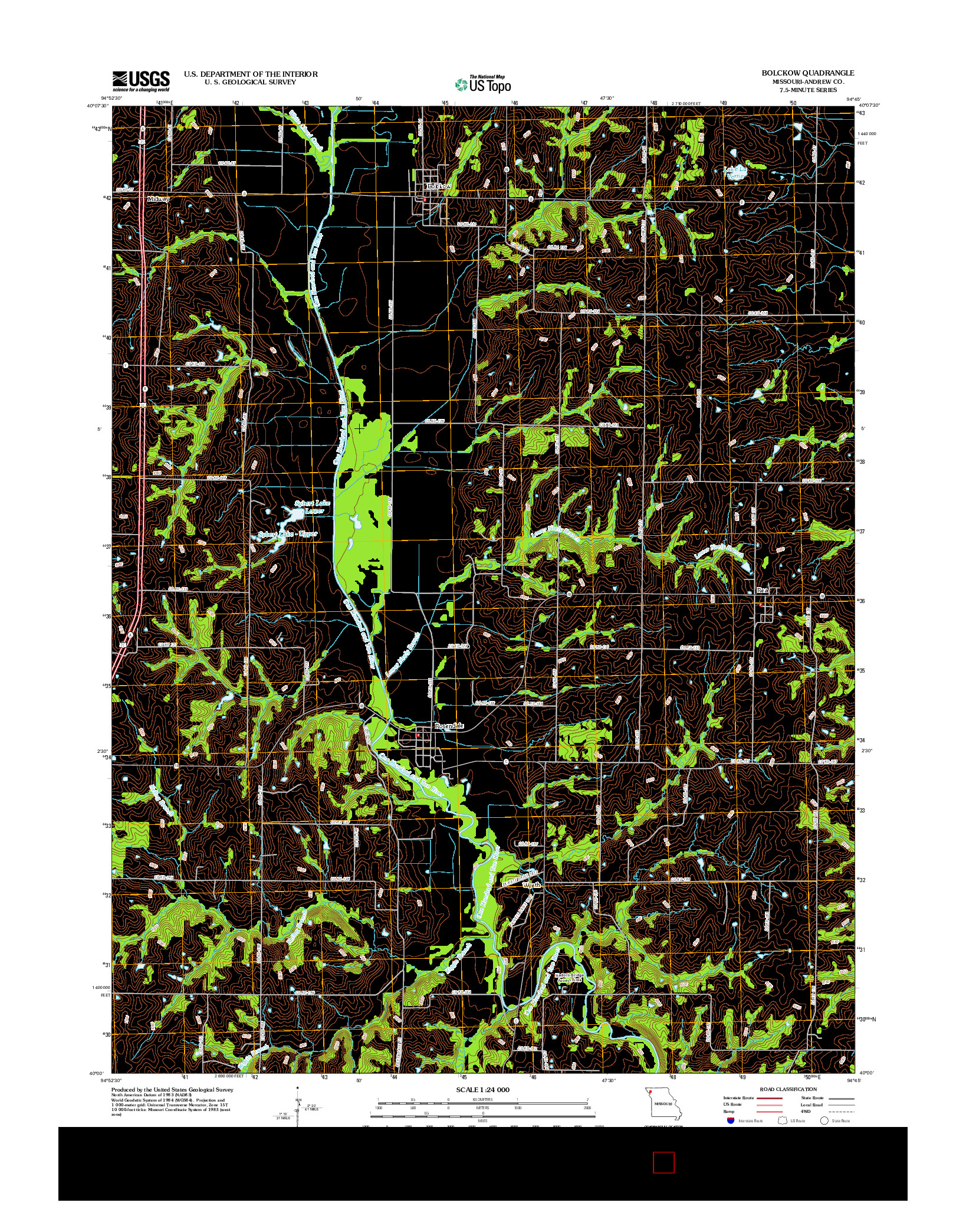 USGS US TOPO 7.5-MINUTE MAP FOR BOLCKOW, MO 2012