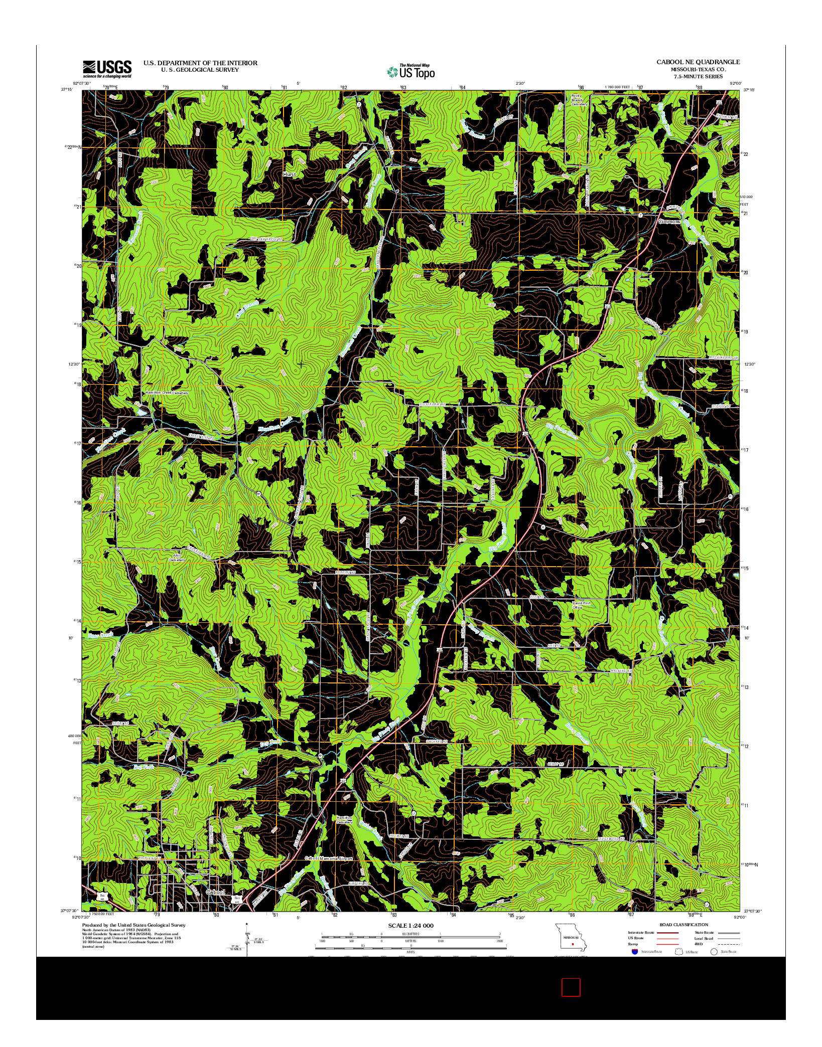 USGS US TOPO 7.5-MINUTE MAP FOR CABOOL NE, MO 2012