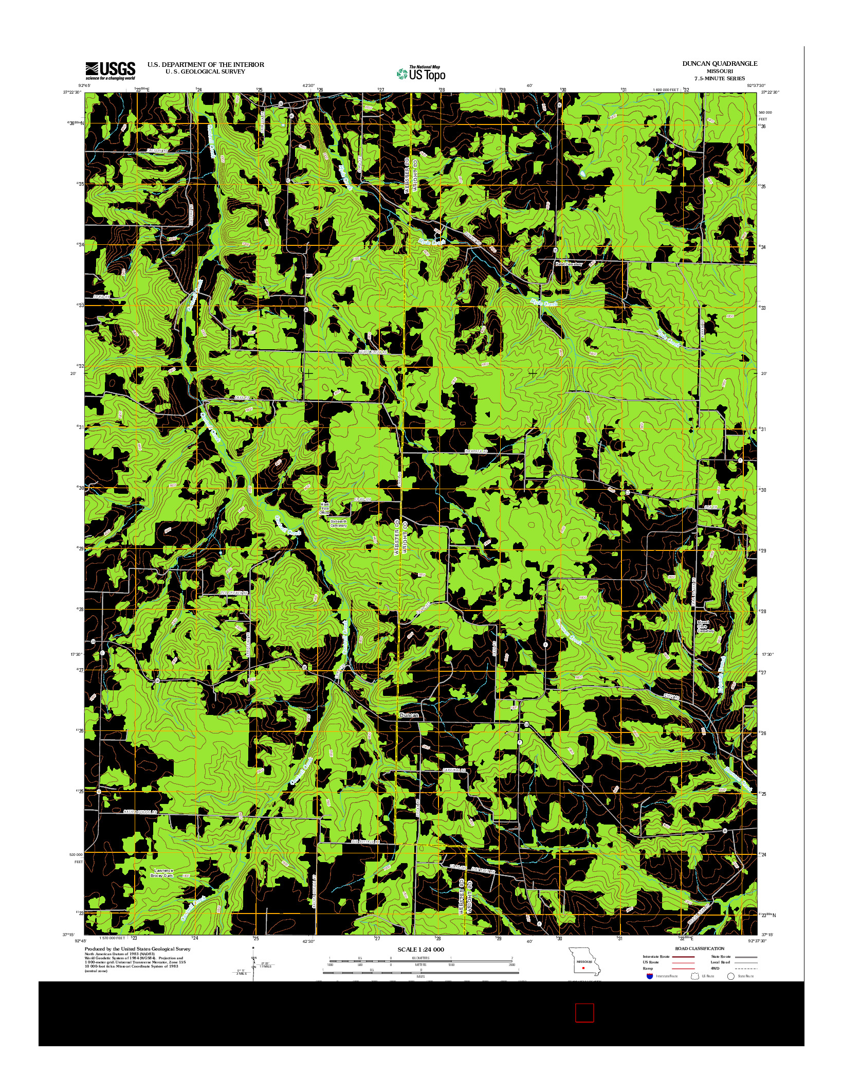 USGS US TOPO 7.5-MINUTE MAP FOR DUNCAN, MO 2012