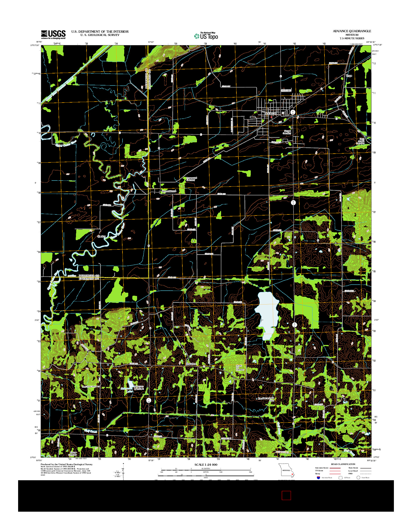 USGS US TOPO 7.5-MINUTE MAP FOR ADVANCE, MO 2012