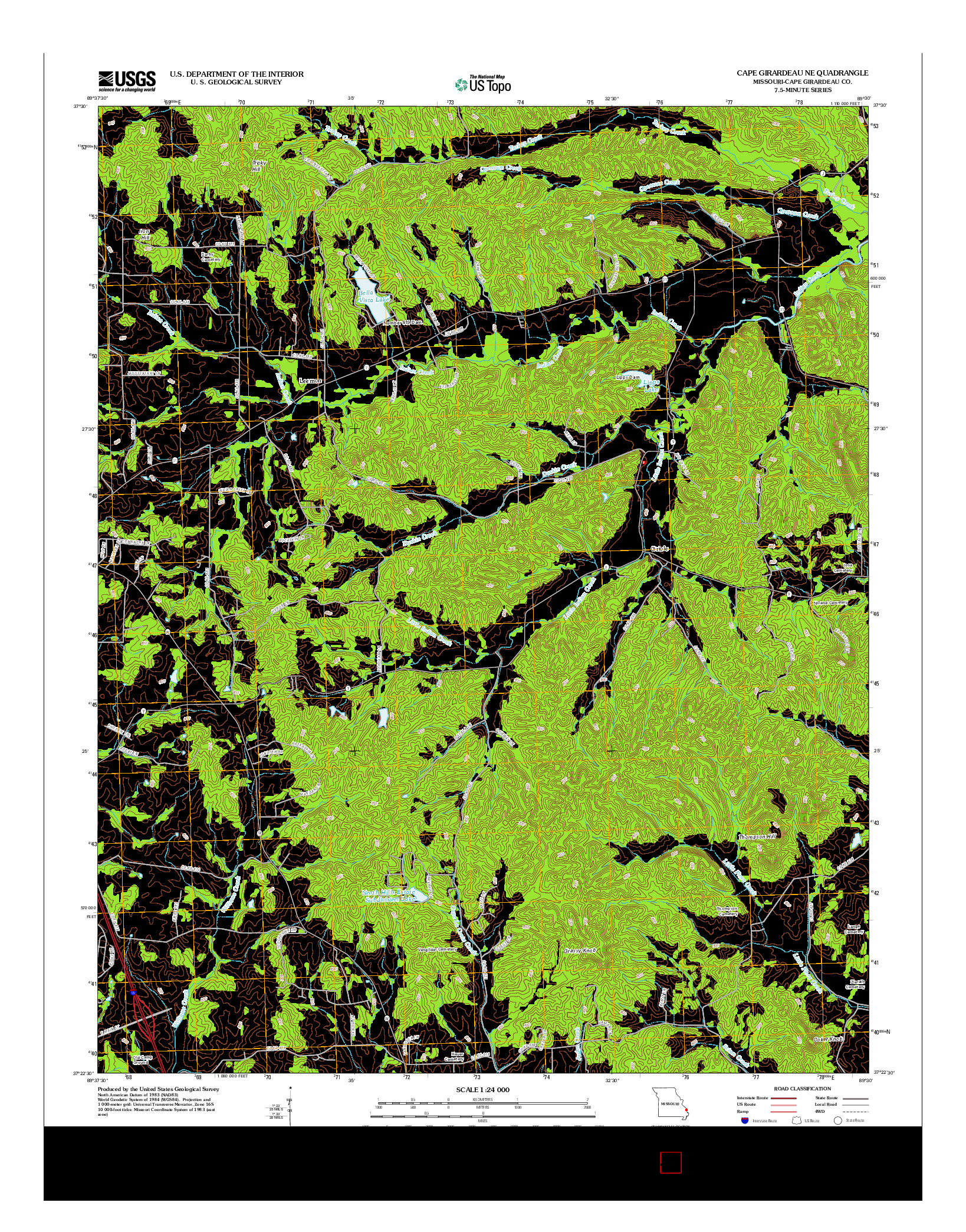 USGS US TOPO 7.5-MINUTE MAP FOR CAPE GIRARDEAU NE, MO 2012