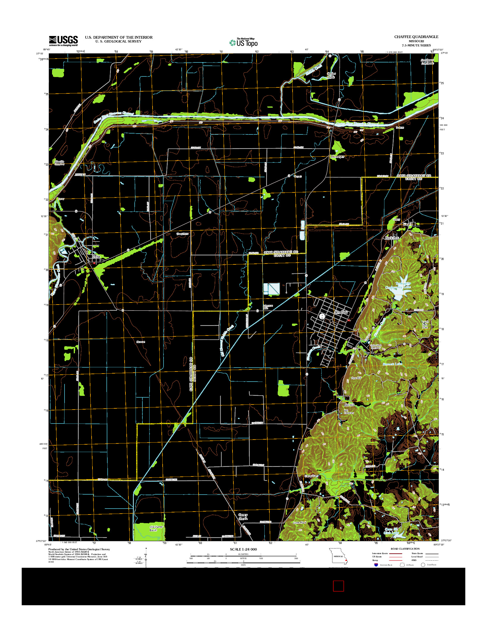 USGS US TOPO 7.5-MINUTE MAP FOR CHAFFEE, MO 2012