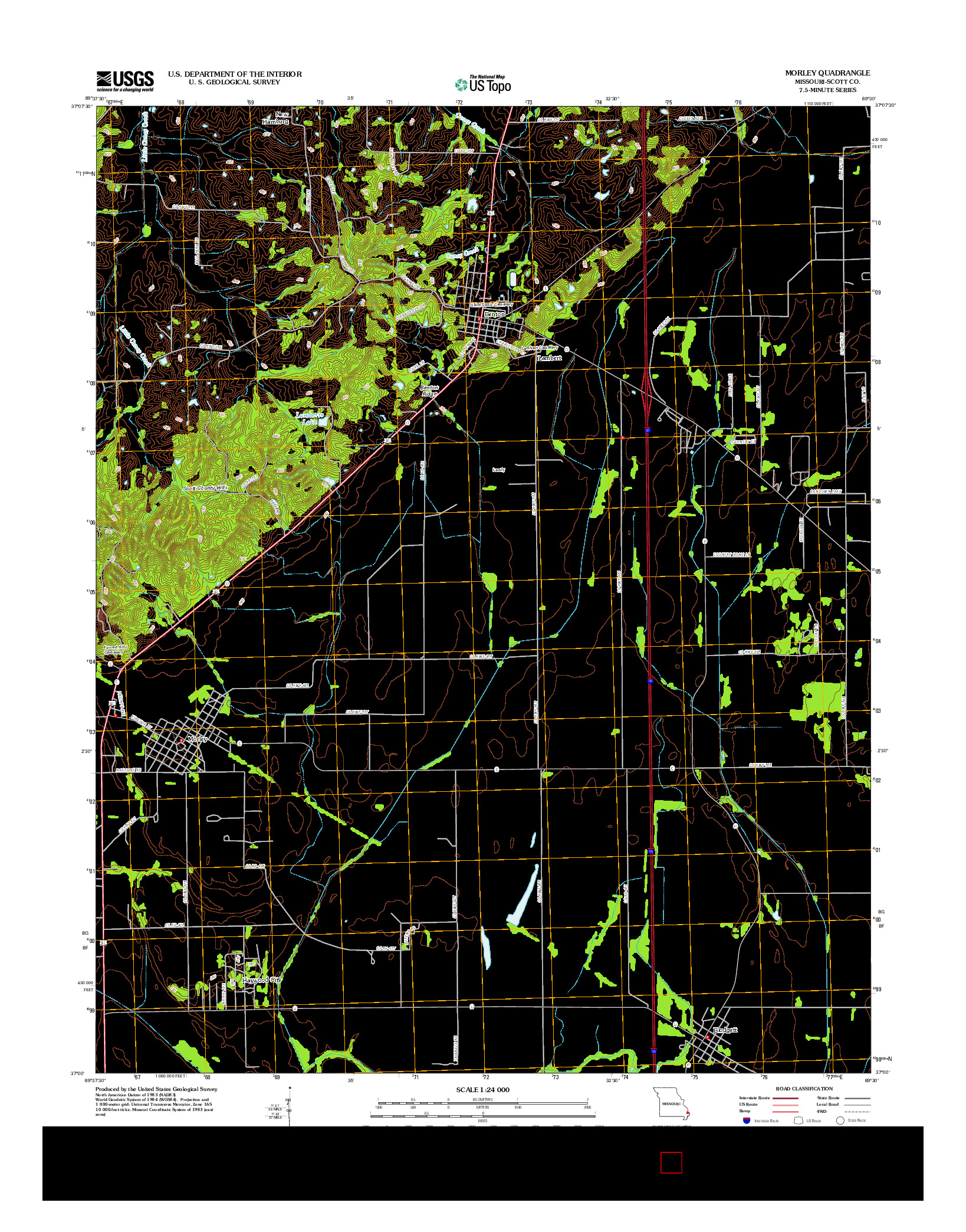 USGS US TOPO 7.5-MINUTE MAP FOR MORLEY, MO 2012