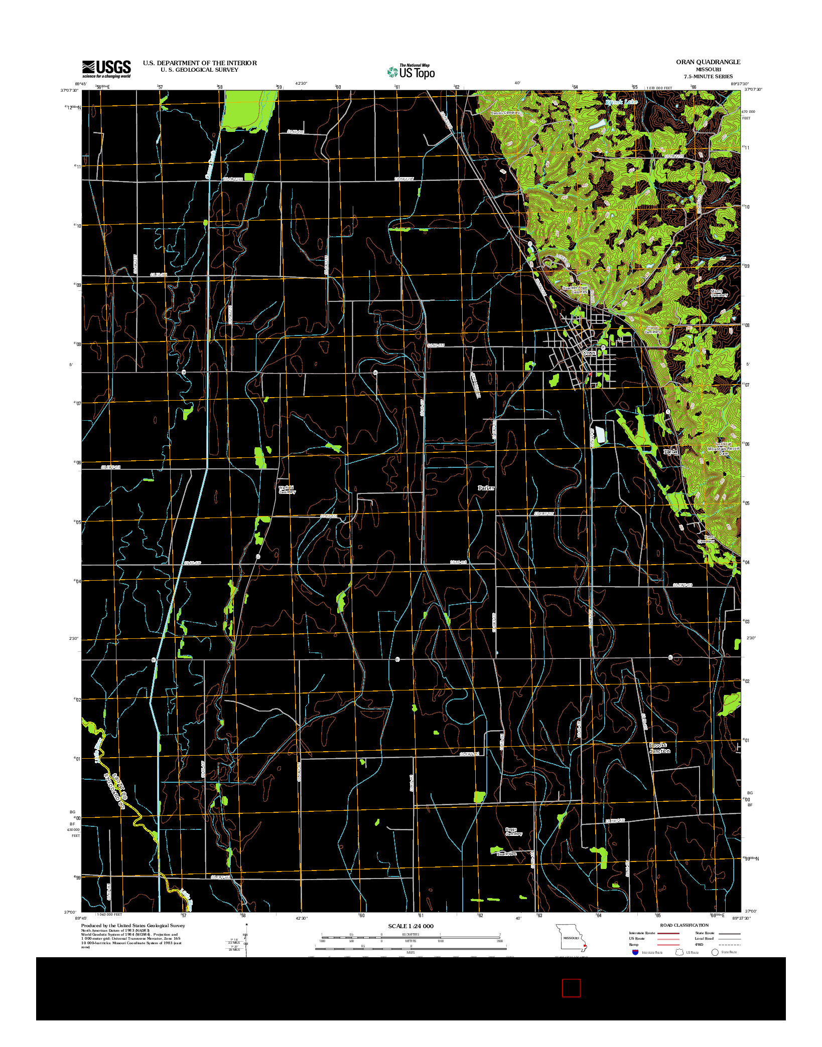 USGS US TOPO 7.5-MINUTE MAP FOR ORAN, MO 2012