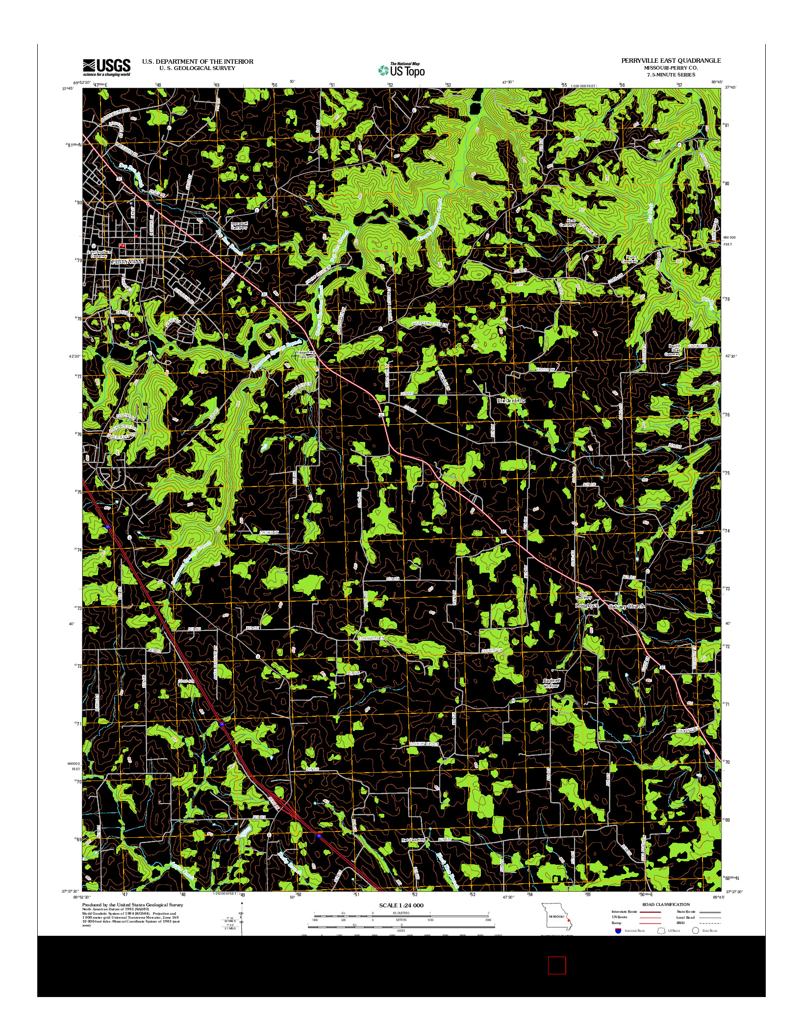 USGS US TOPO 7.5-MINUTE MAP FOR PERRYVILLE EAST, MO 2012