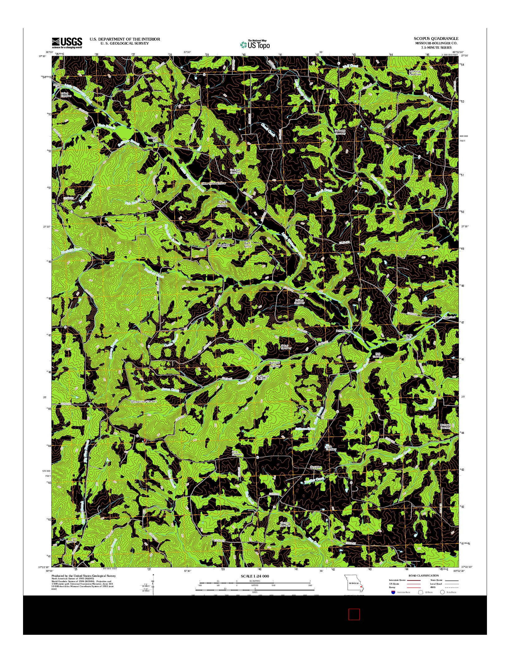 USGS US TOPO 7.5-MINUTE MAP FOR SCOPUS, MO 2012