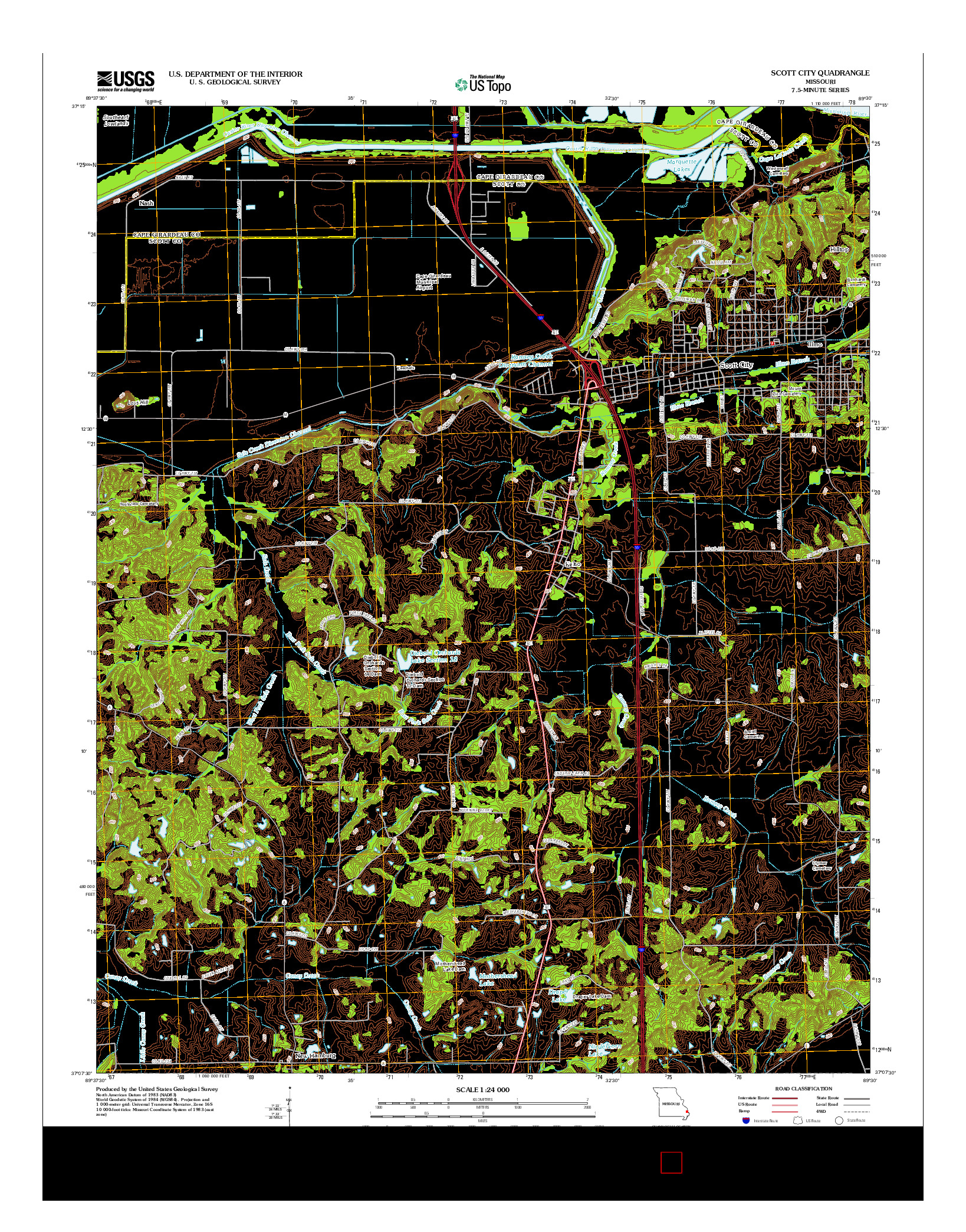 USGS US TOPO 7.5-MINUTE MAP FOR SCOTT CITY, MO 2012