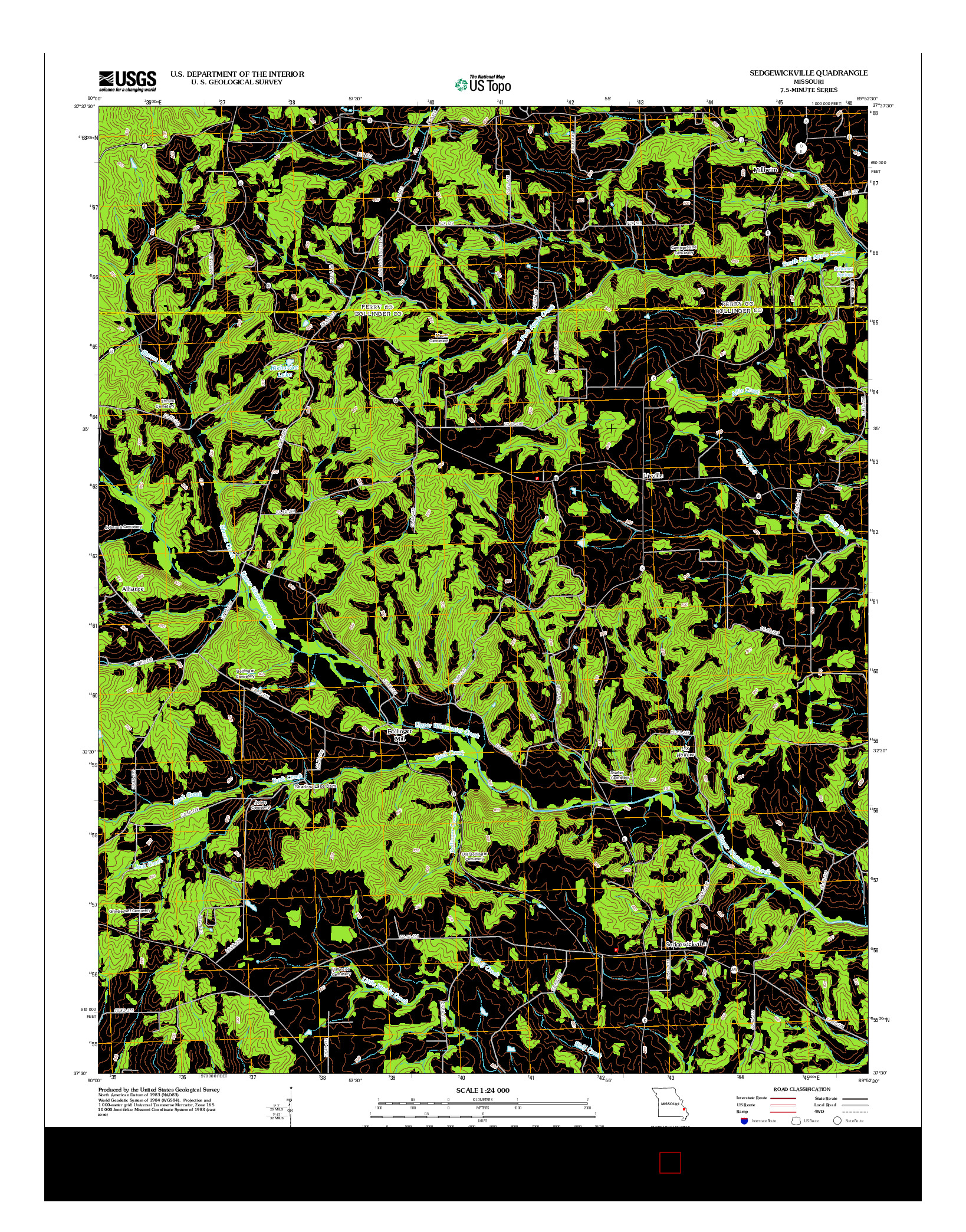 USGS US TOPO 7.5-MINUTE MAP FOR SEDGEWICKVILLE, MO 2012