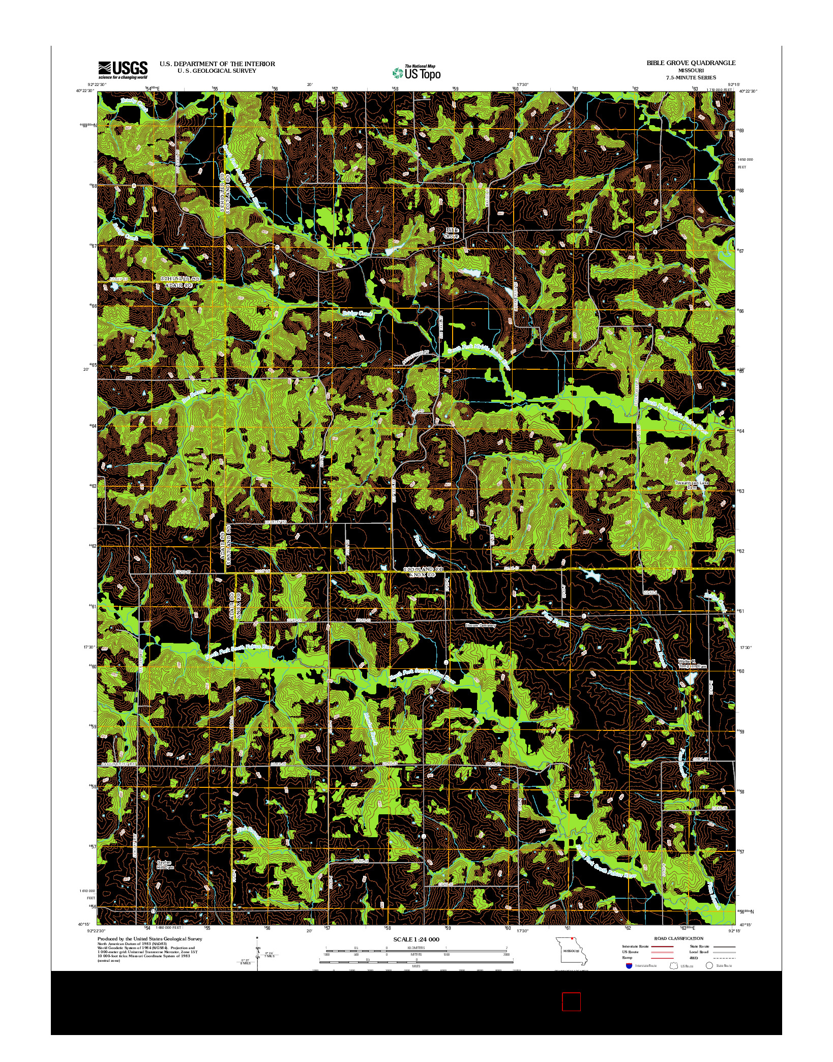 USGS US TOPO 7.5-MINUTE MAP FOR BIBLE GROVE, MO 2012