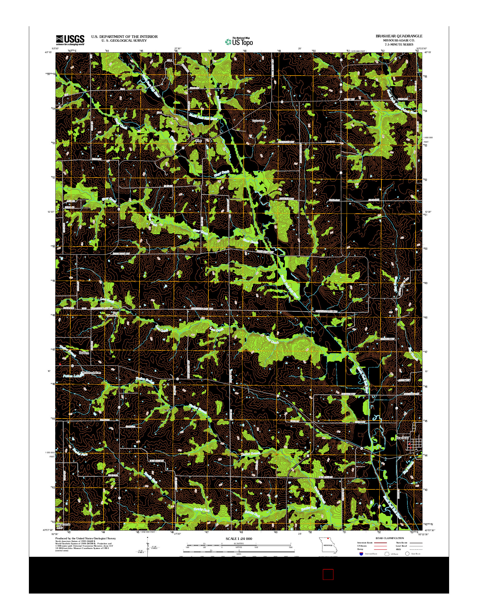 USGS US TOPO 7.5-MINUTE MAP FOR BRASHEAR, MO 2012