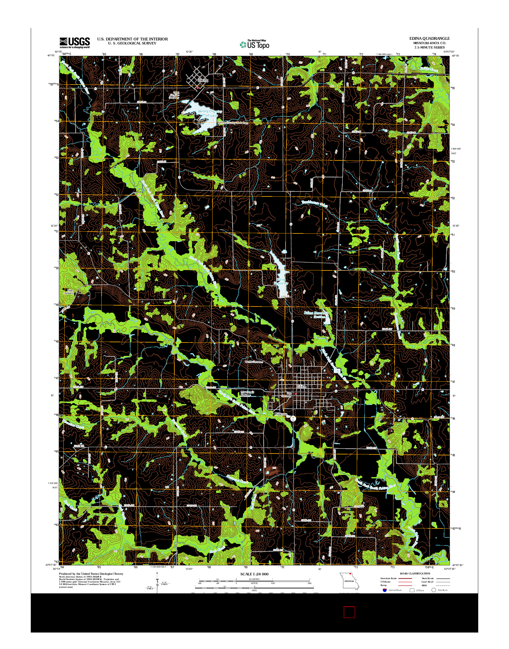 USGS US TOPO 7.5-MINUTE MAP FOR EDINA, MO 2012