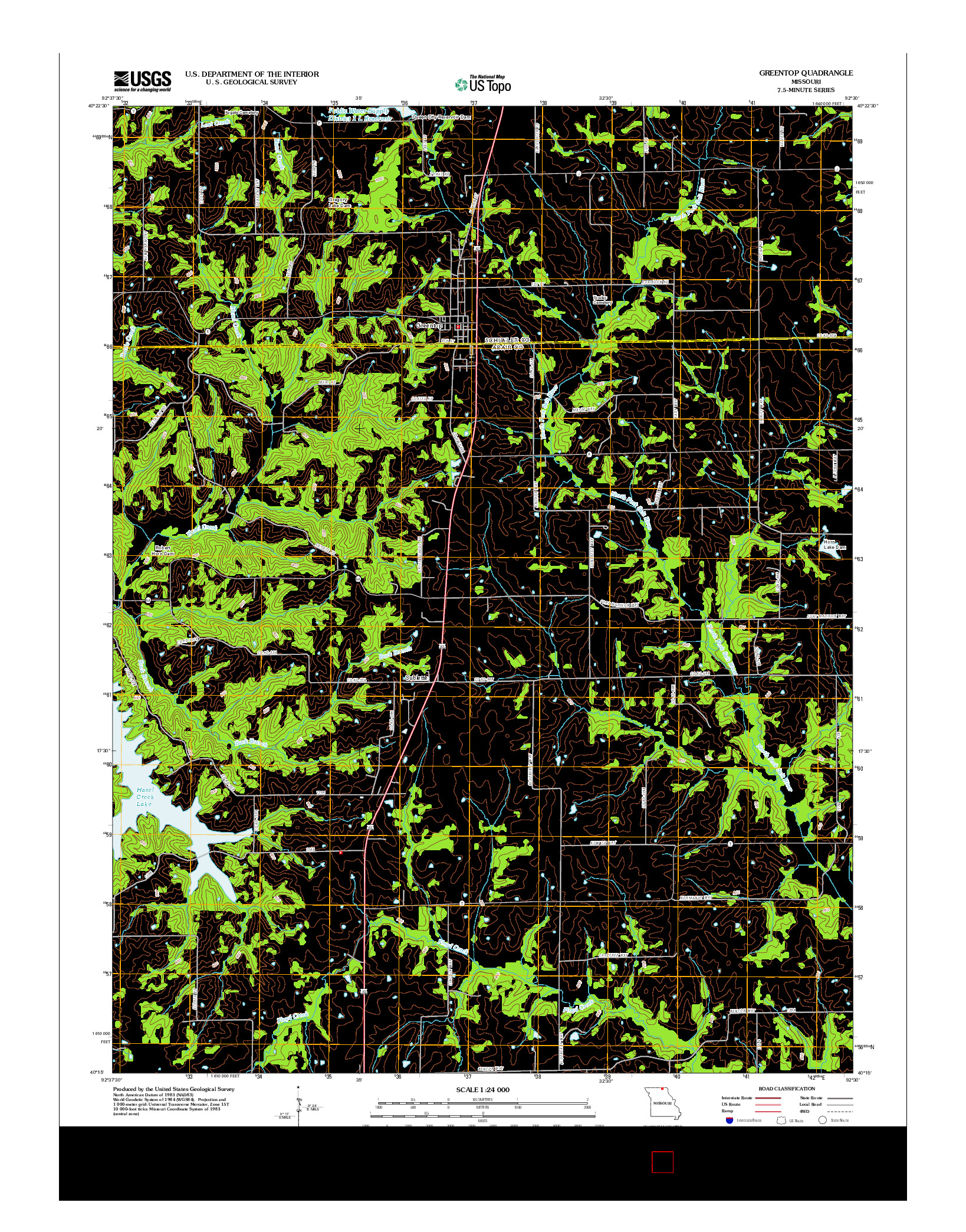 USGS US TOPO 7.5-MINUTE MAP FOR GREENTOP, MO 2012