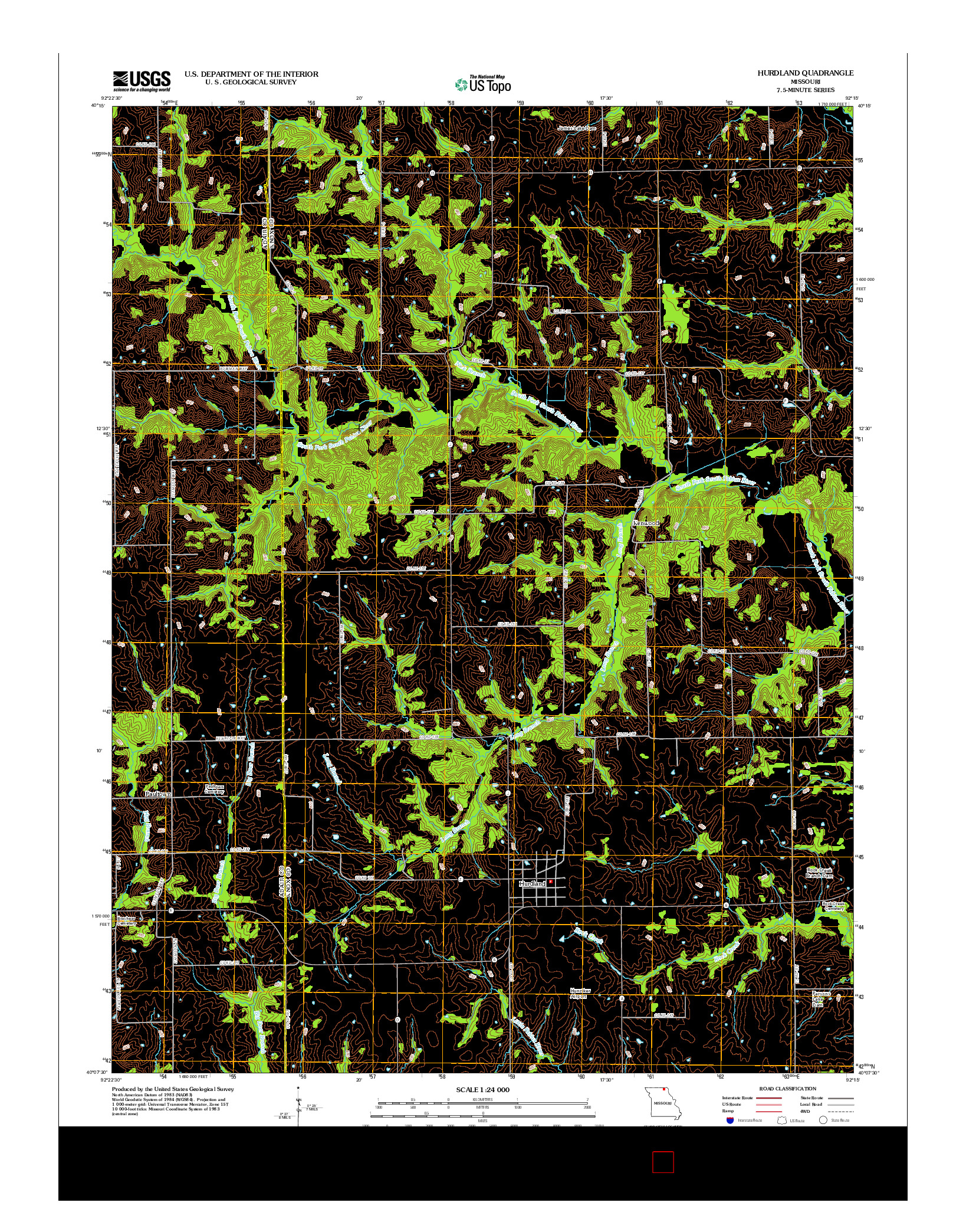 USGS US TOPO 7.5-MINUTE MAP FOR HURDLAND, MO 2012