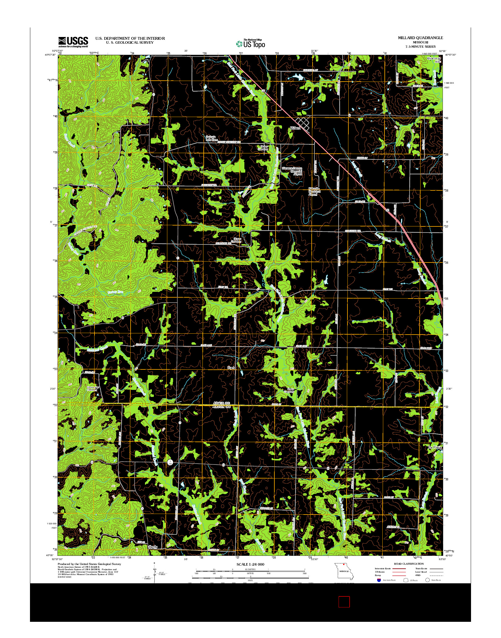 USGS US TOPO 7.5-MINUTE MAP FOR MILLARD, MO 2012