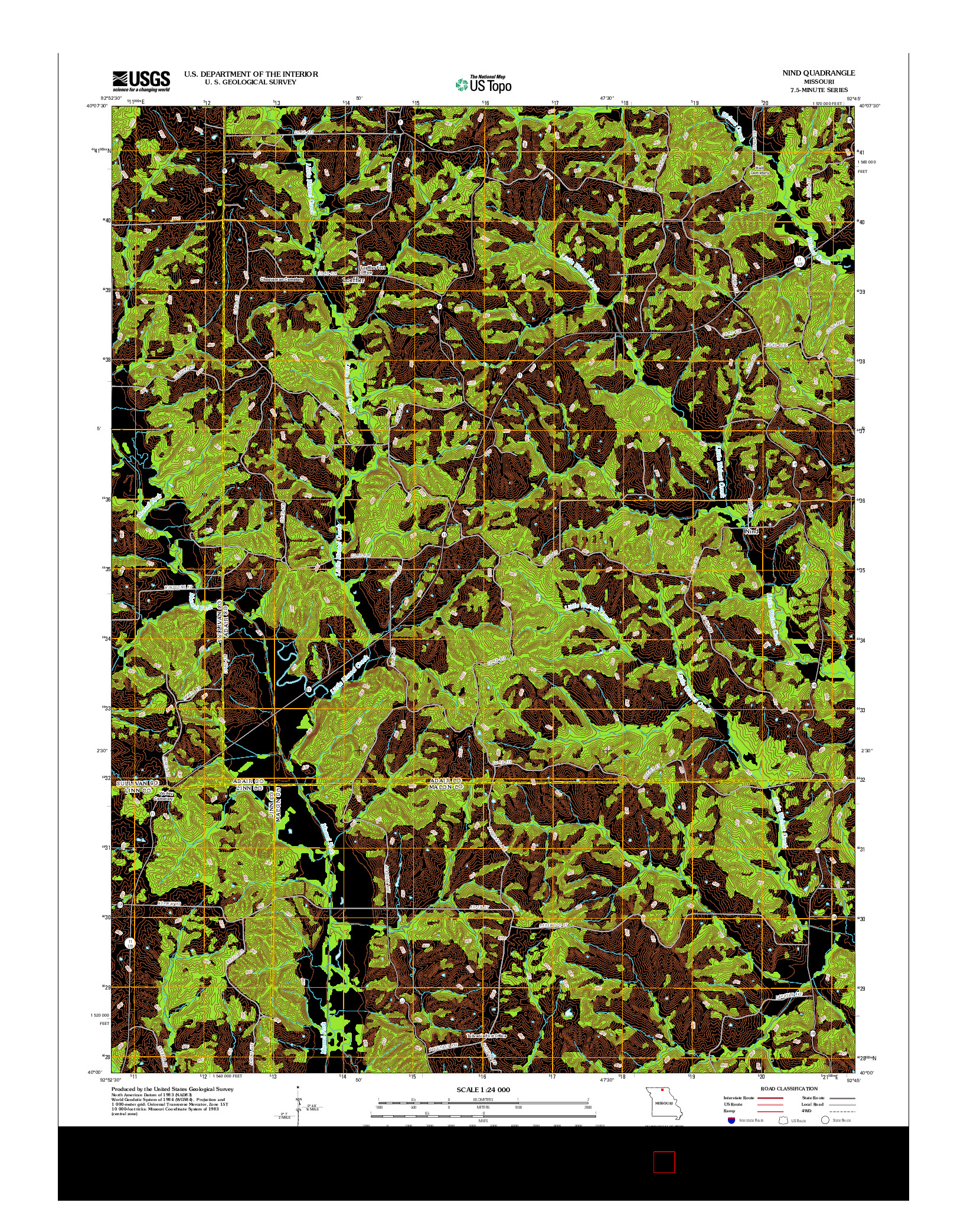USGS US TOPO 7.5-MINUTE MAP FOR NIND, MO 2012