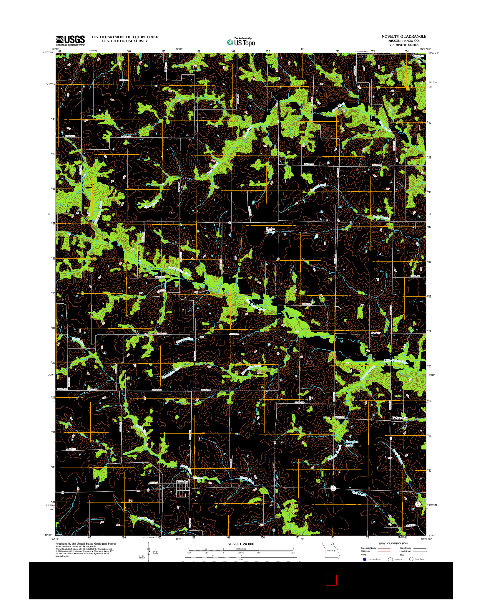 USGS US TOPO 7.5-MINUTE MAP FOR NOVELTY, MO 2012