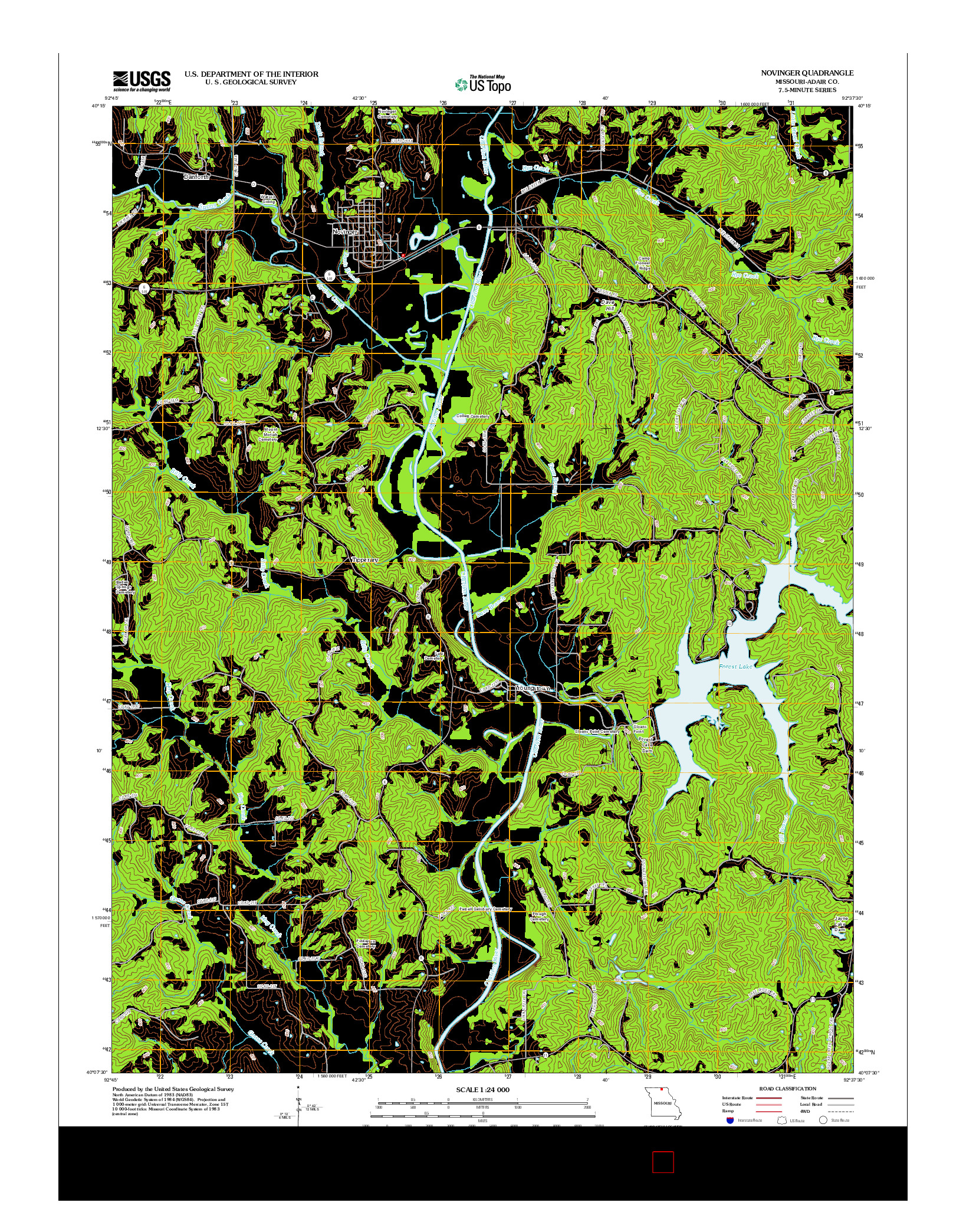 USGS US TOPO 7.5-MINUTE MAP FOR NOVINGER, MO 2012