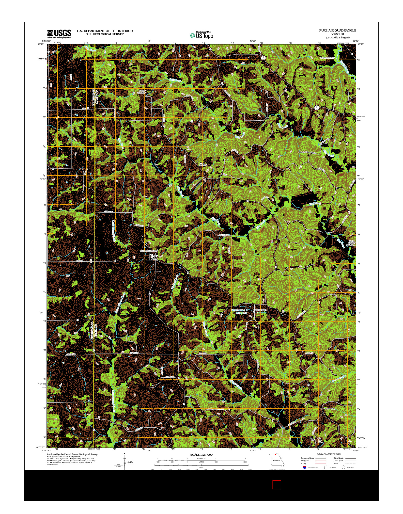 USGS US TOPO 7.5-MINUTE MAP FOR PURE AIR, MO 2012