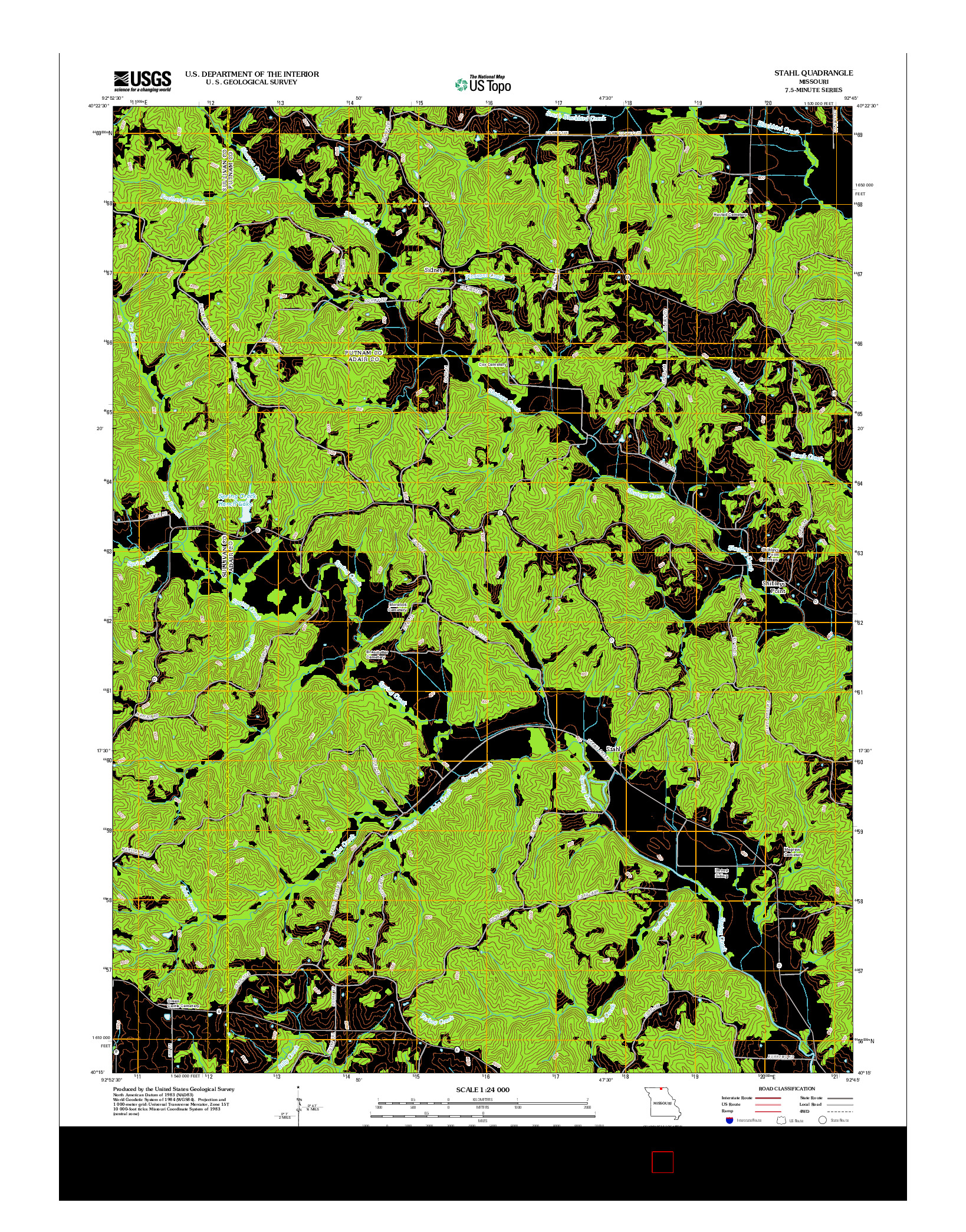 USGS US TOPO 7.5-MINUTE MAP FOR STAHL, MO 2012