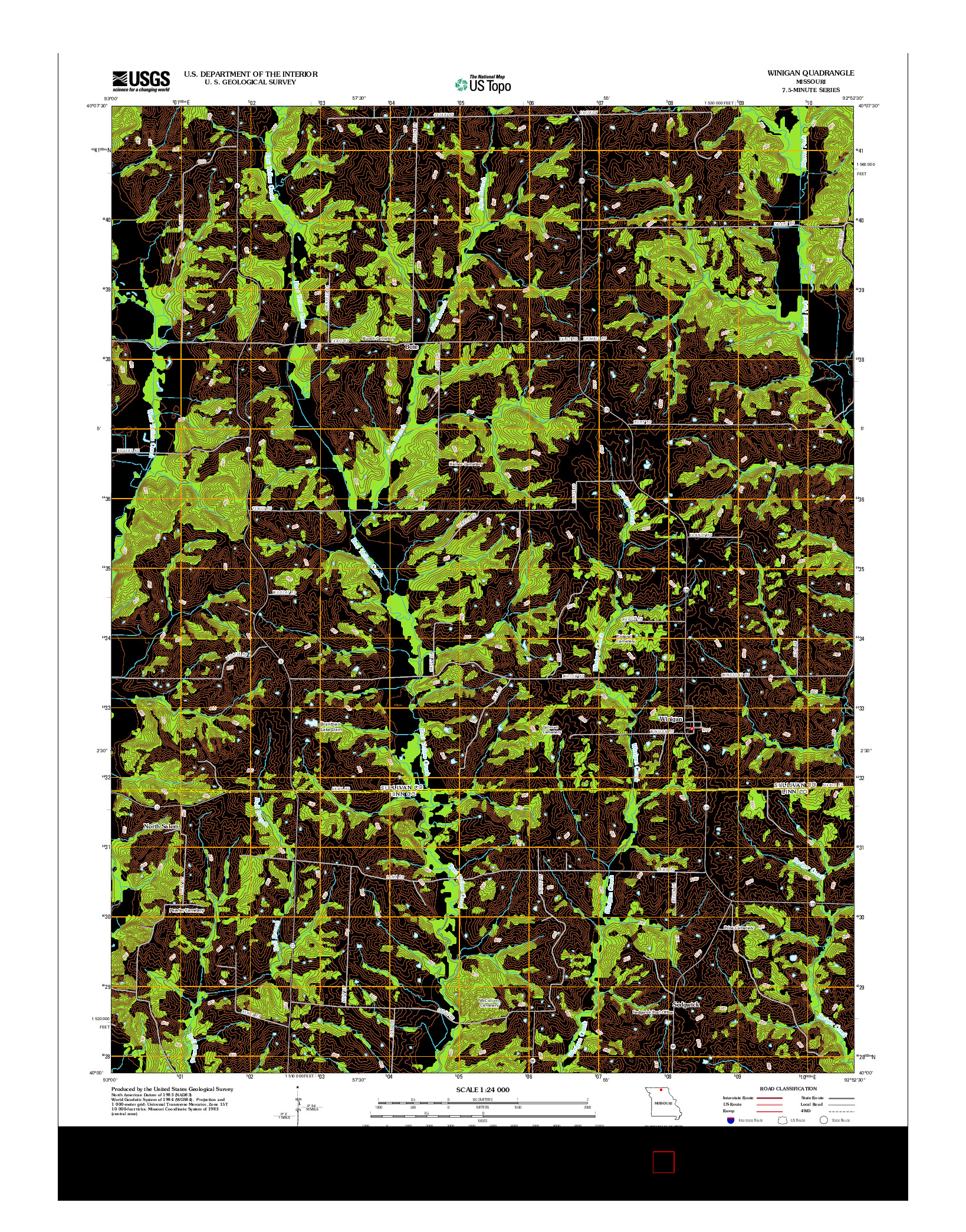 USGS US TOPO 7.5-MINUTE MAP FOR WINIGAN, MO 2012