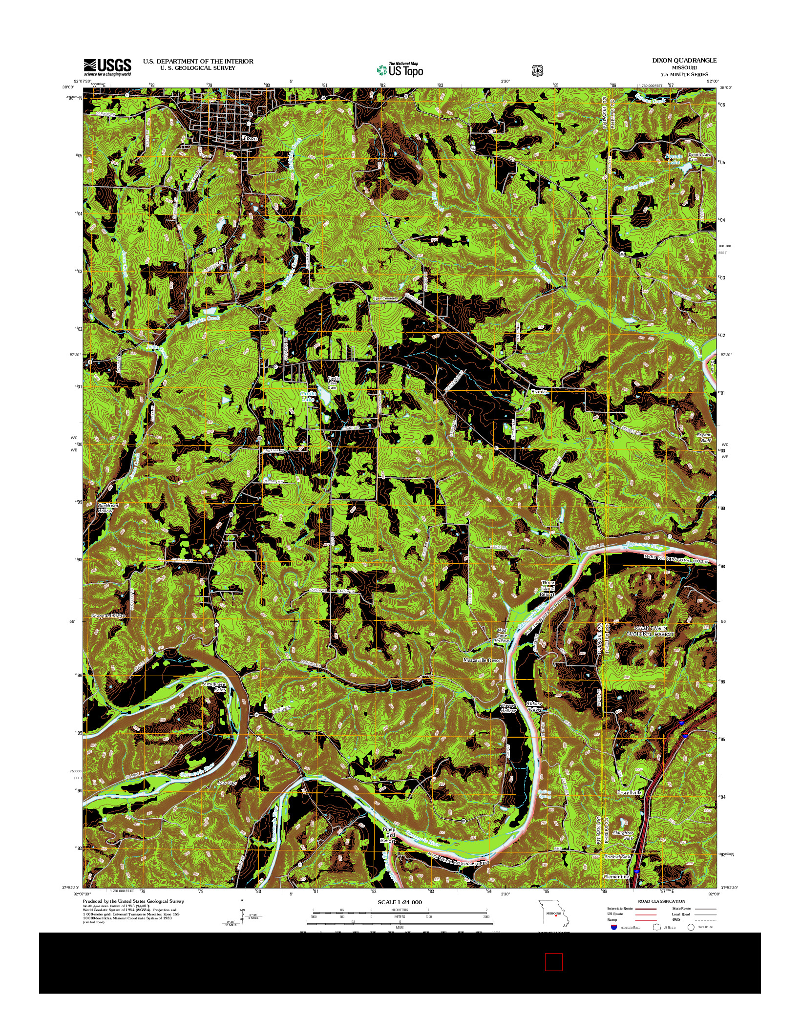 USGS US TOPO 7.5-MINUTE MAP FOR DIXON, MO 2012