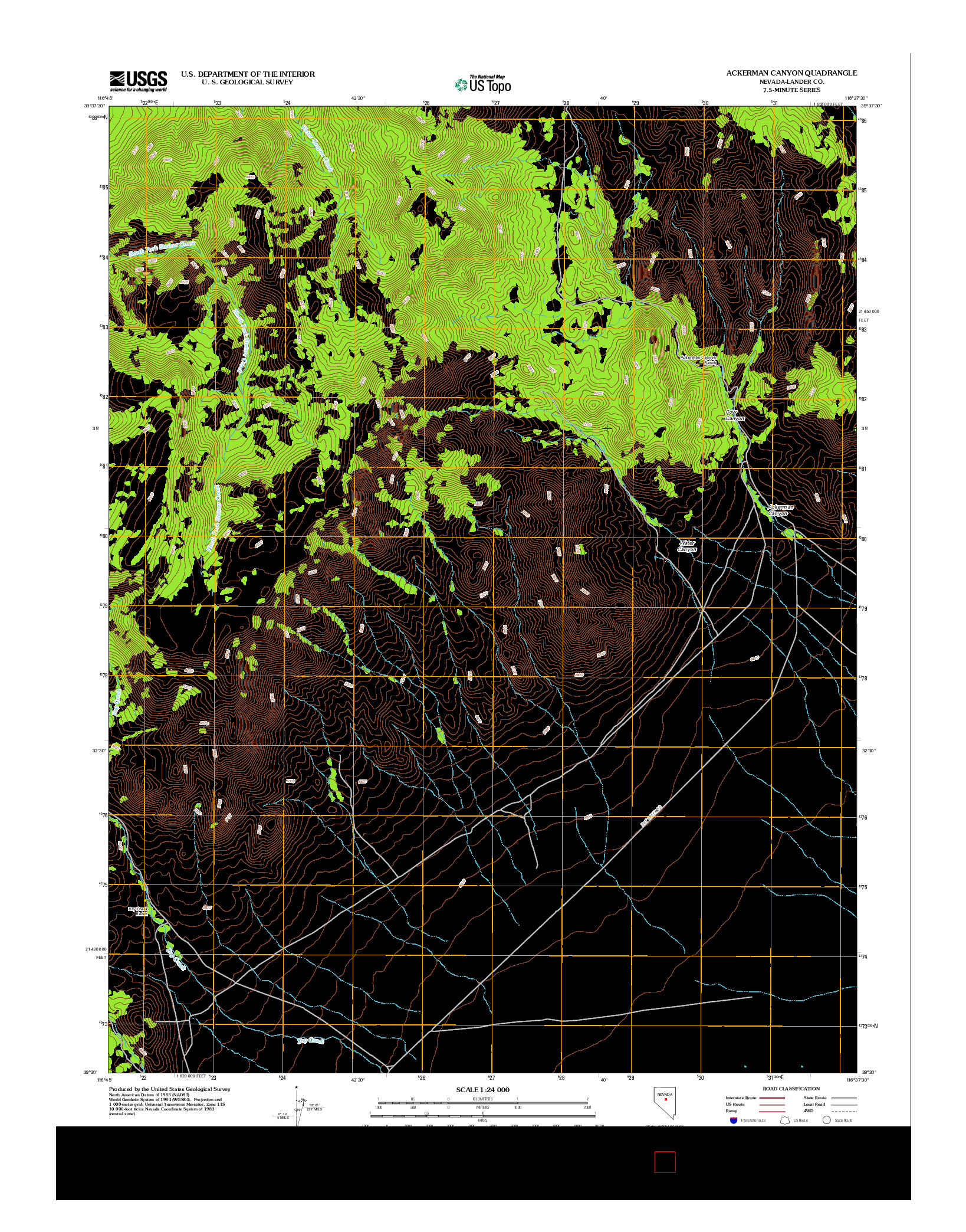 USGS US TOPO 7.5-MINUTE MAP FOR ACKERMAN CANYON, NV 2012