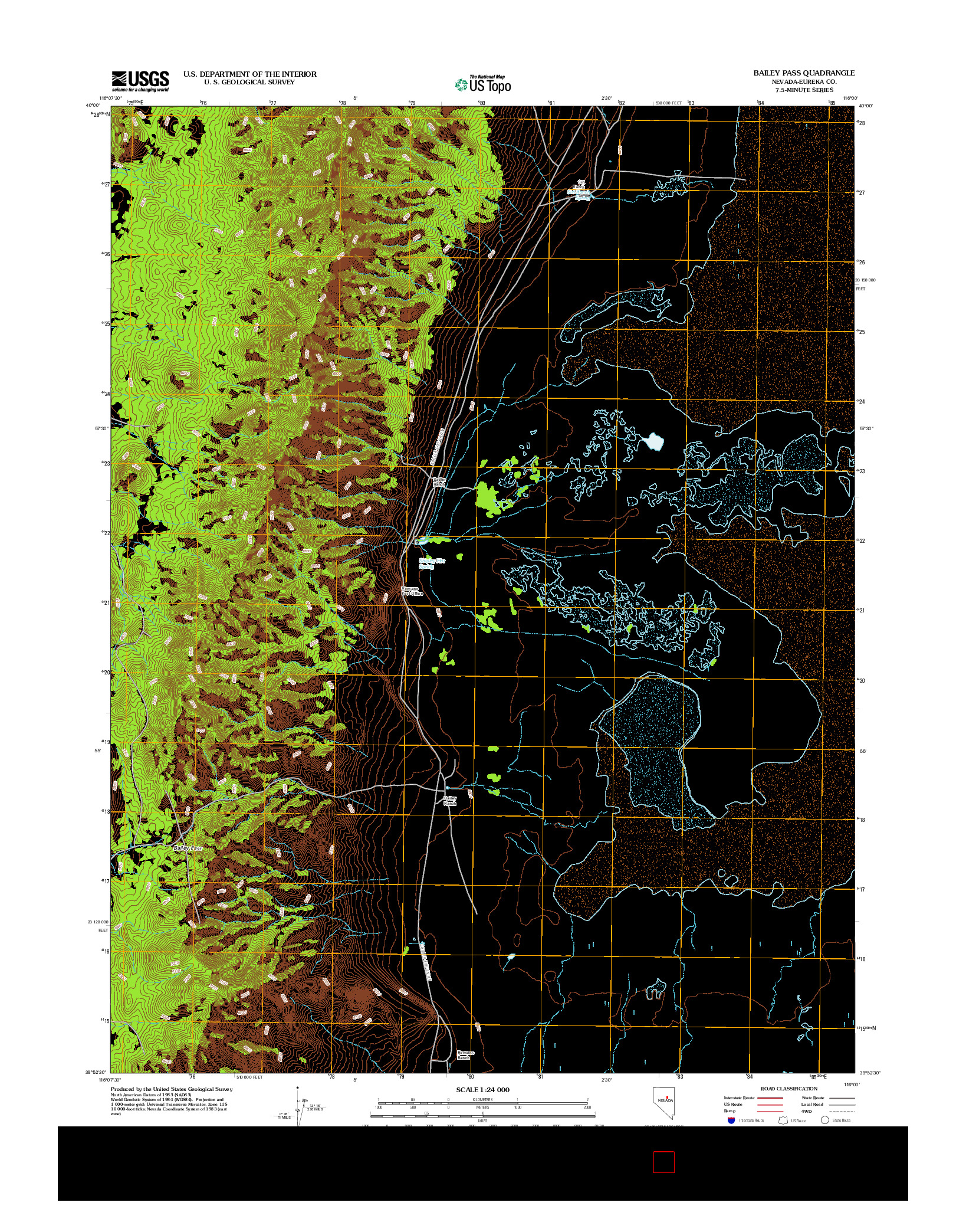 USGS US TOPO 7.5-MINUTE MAP FOR BAILEY PASS, NV 2012