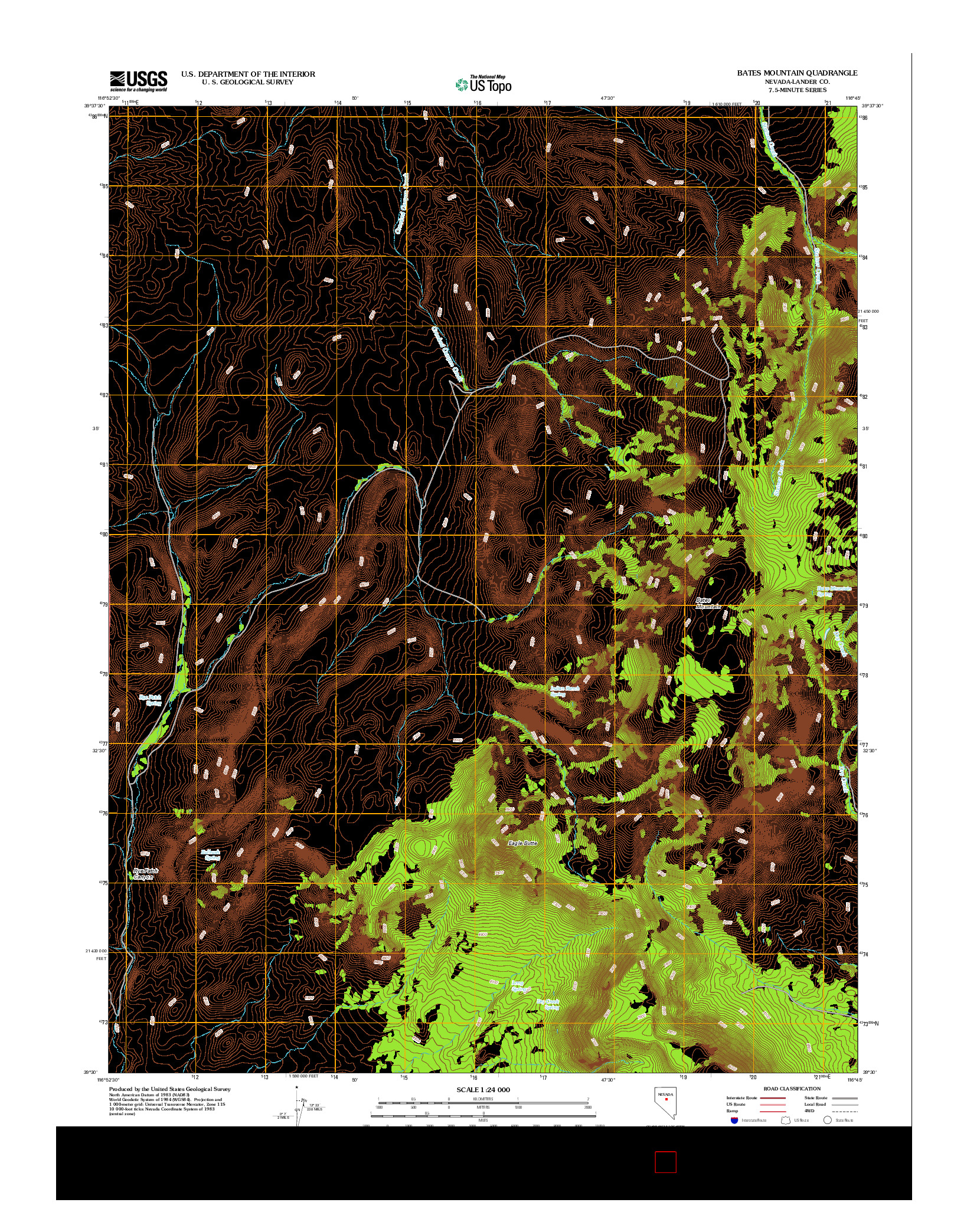 USGS US TOPO 7.5-MINUTE MAP FOR BATES MOUNTAIN, NV 2012