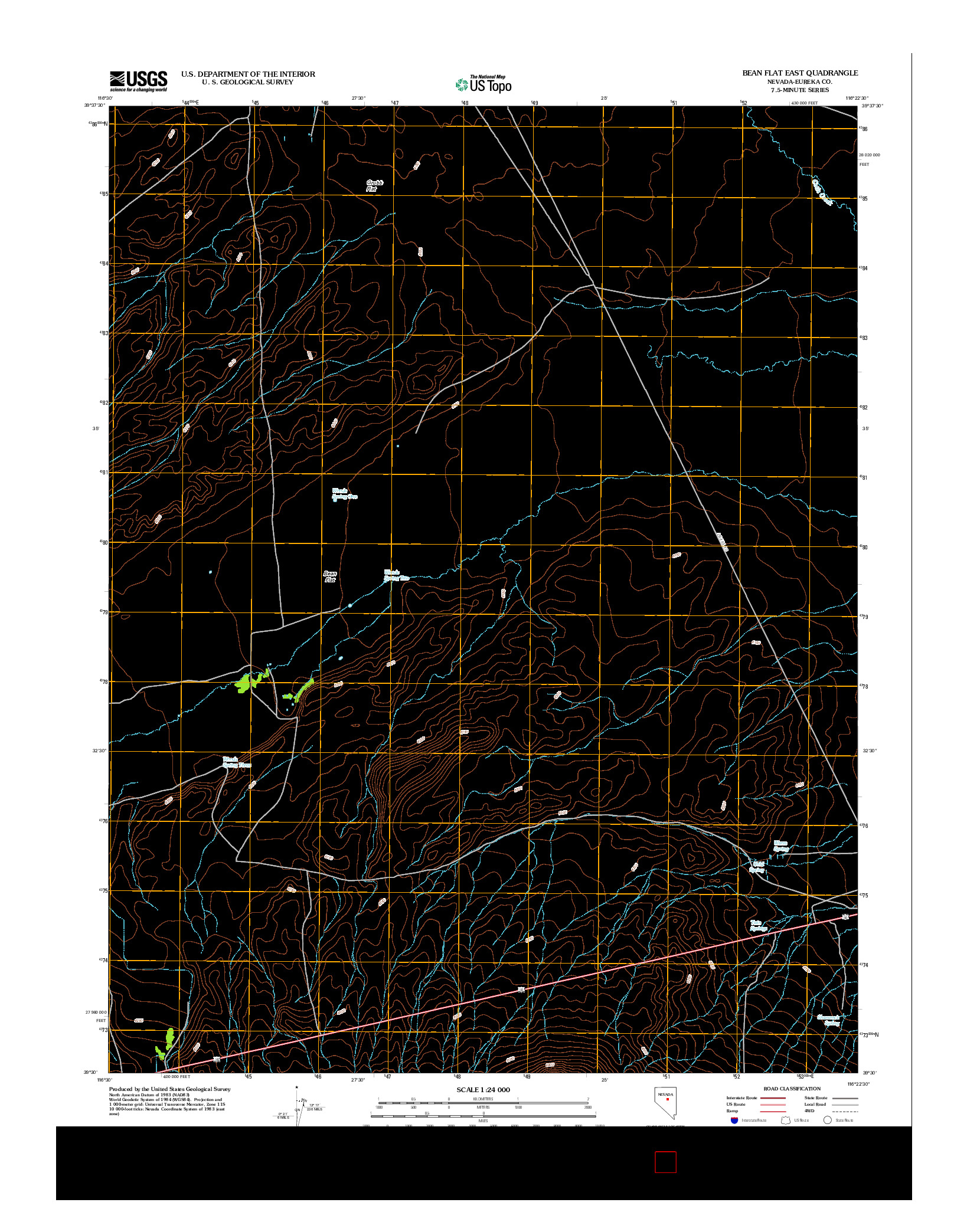 USGS US TOPO 7.5-MINUTE MAP FOR BEAN FLAT EAST, NV 2012