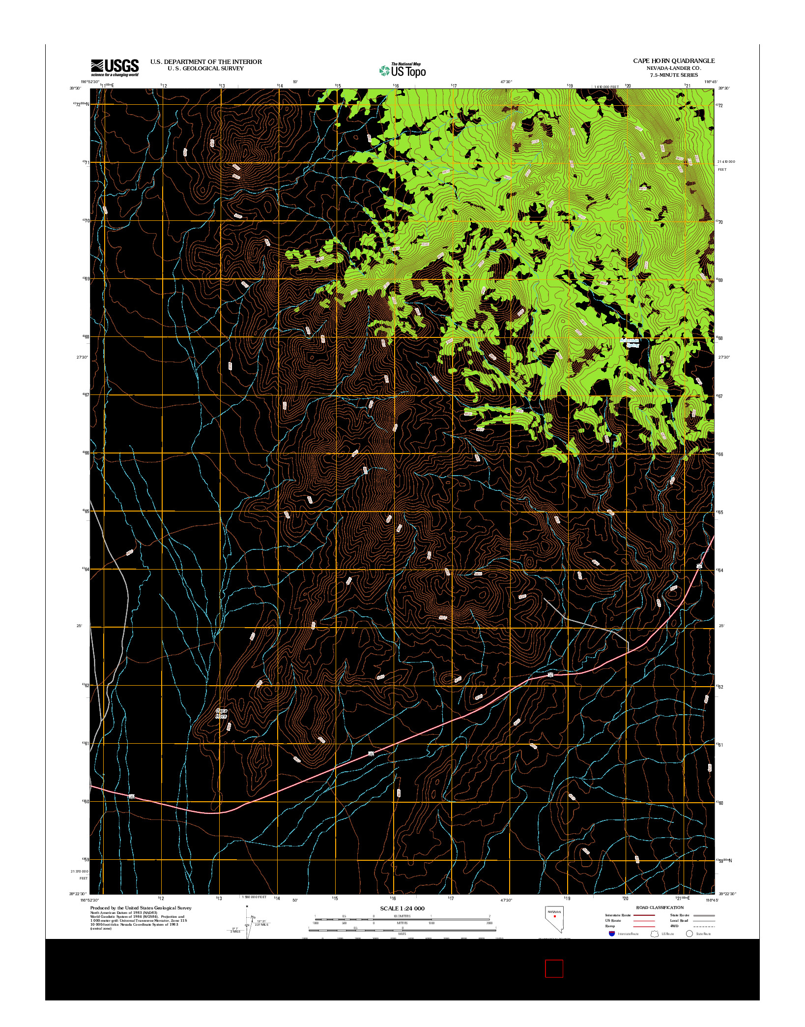 USGS US TOPO 7.5-MINUTE MAP FOR CAPE HORN, NV 2012