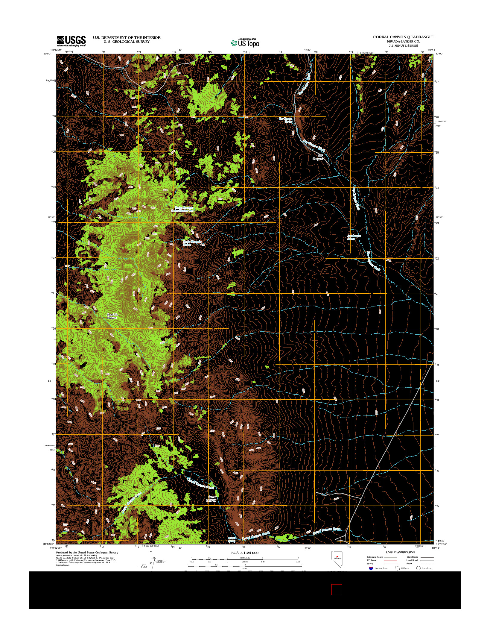 USGS US TOPO 7.5-MINUTE MAP FOR CORRAL CANYON, NV 2012