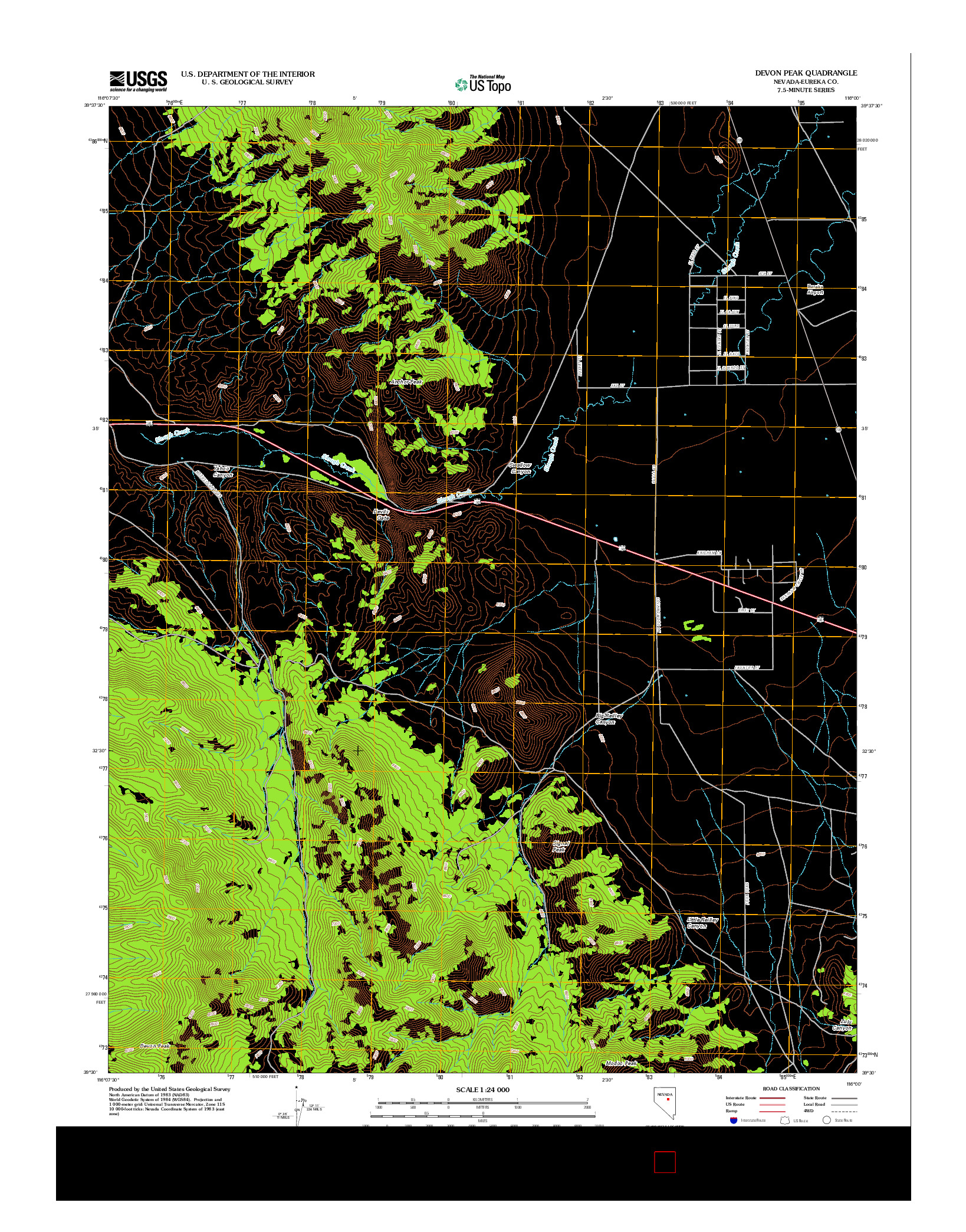 USGS US TOPO 7.5-MINUTE MAP FOR DEVON PEAK, NV 2012