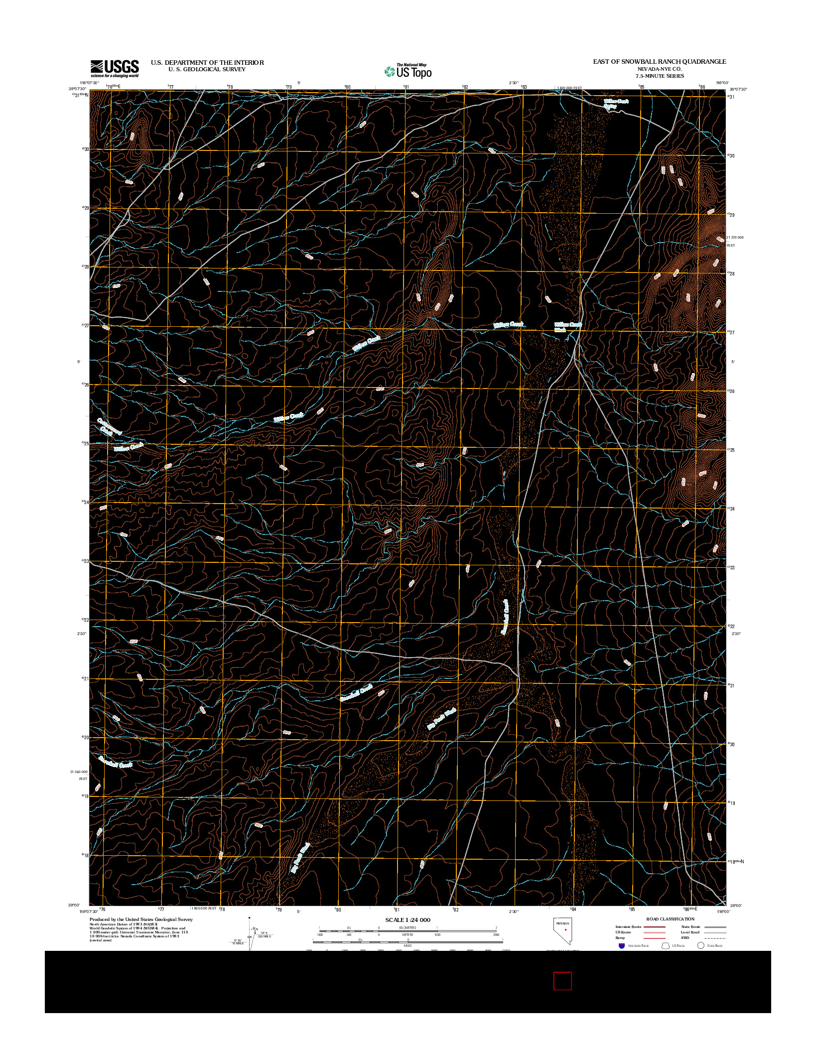 USGS US TOPO 7.5-MINUTE MAP FOR EAST OF SNOWBALL RANCH, NV 2012