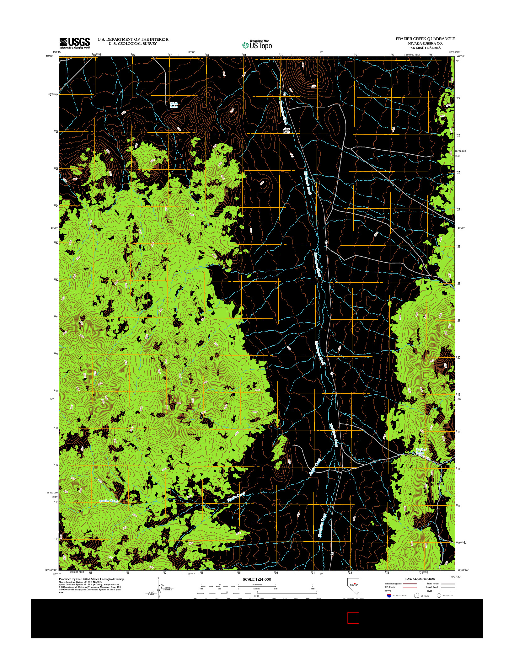 USGS US TOPO 7.5-MINUTE MAP FOR FRAZIER CREEK, NV 2012