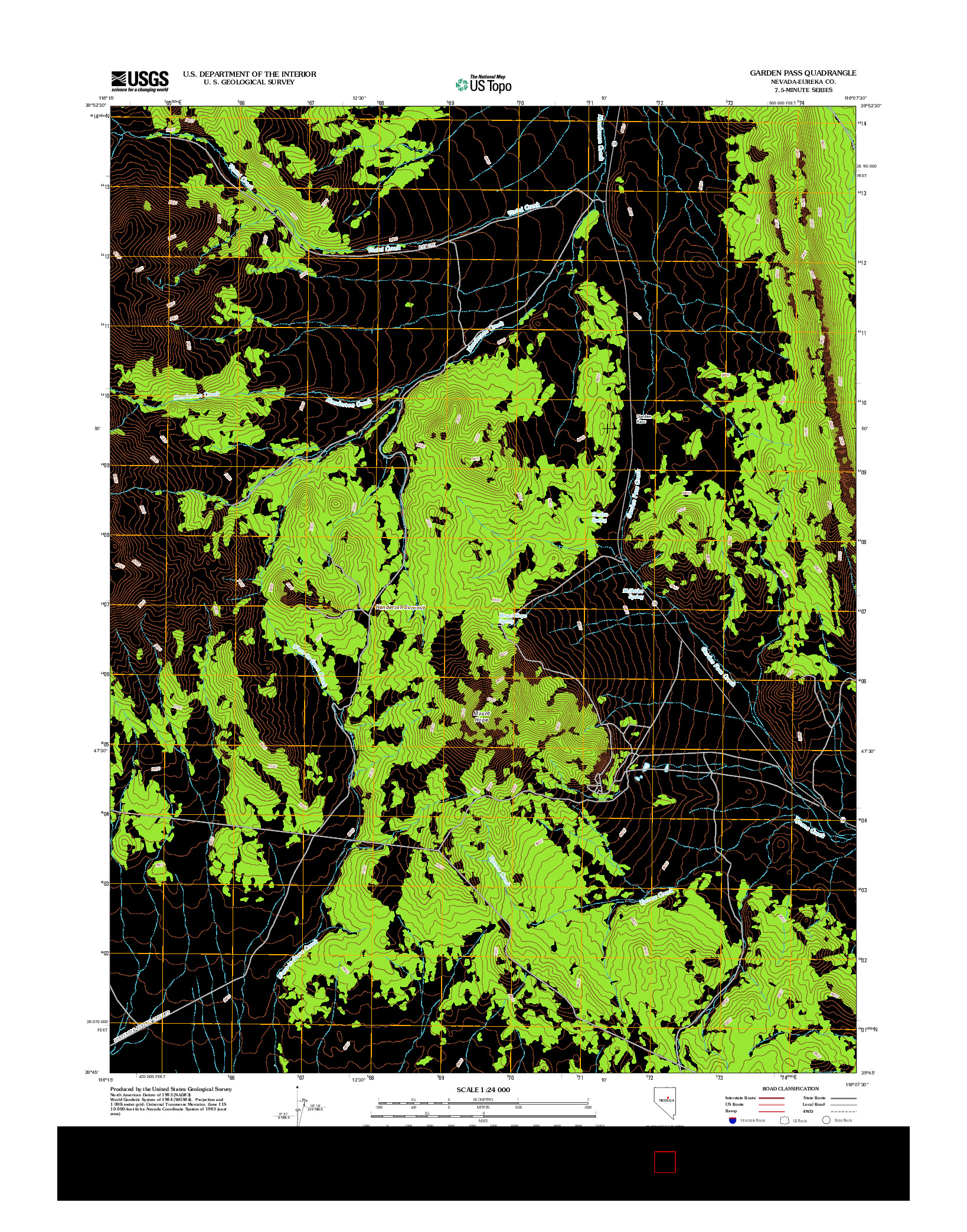 USGS US TOPO 7.5-MINUTE MAP FOR GARDEN PASS, NV 2012