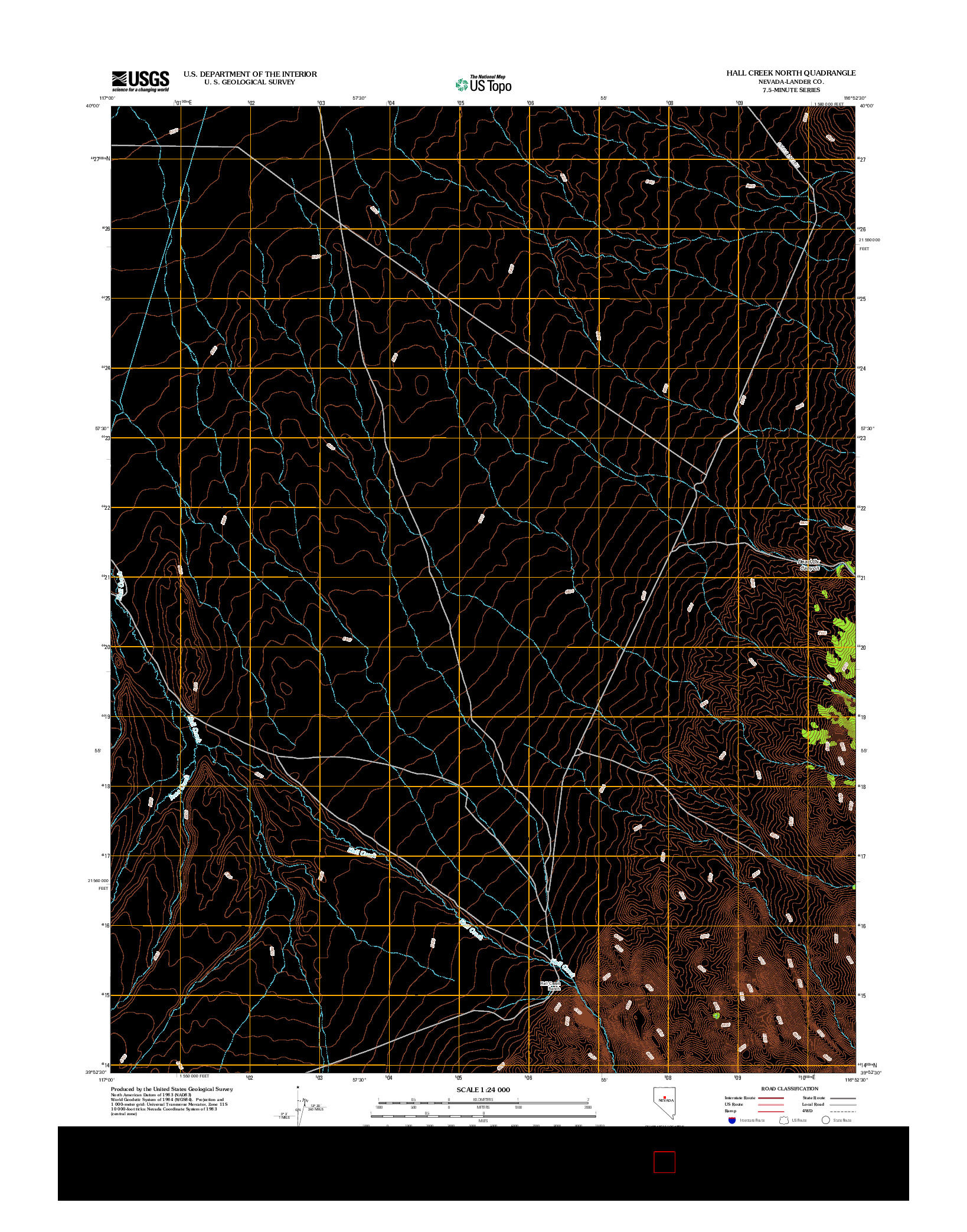 USGS US TOPO 7.5-MINUTE MAP FOR HALL CREEK NORTH, NV 2012