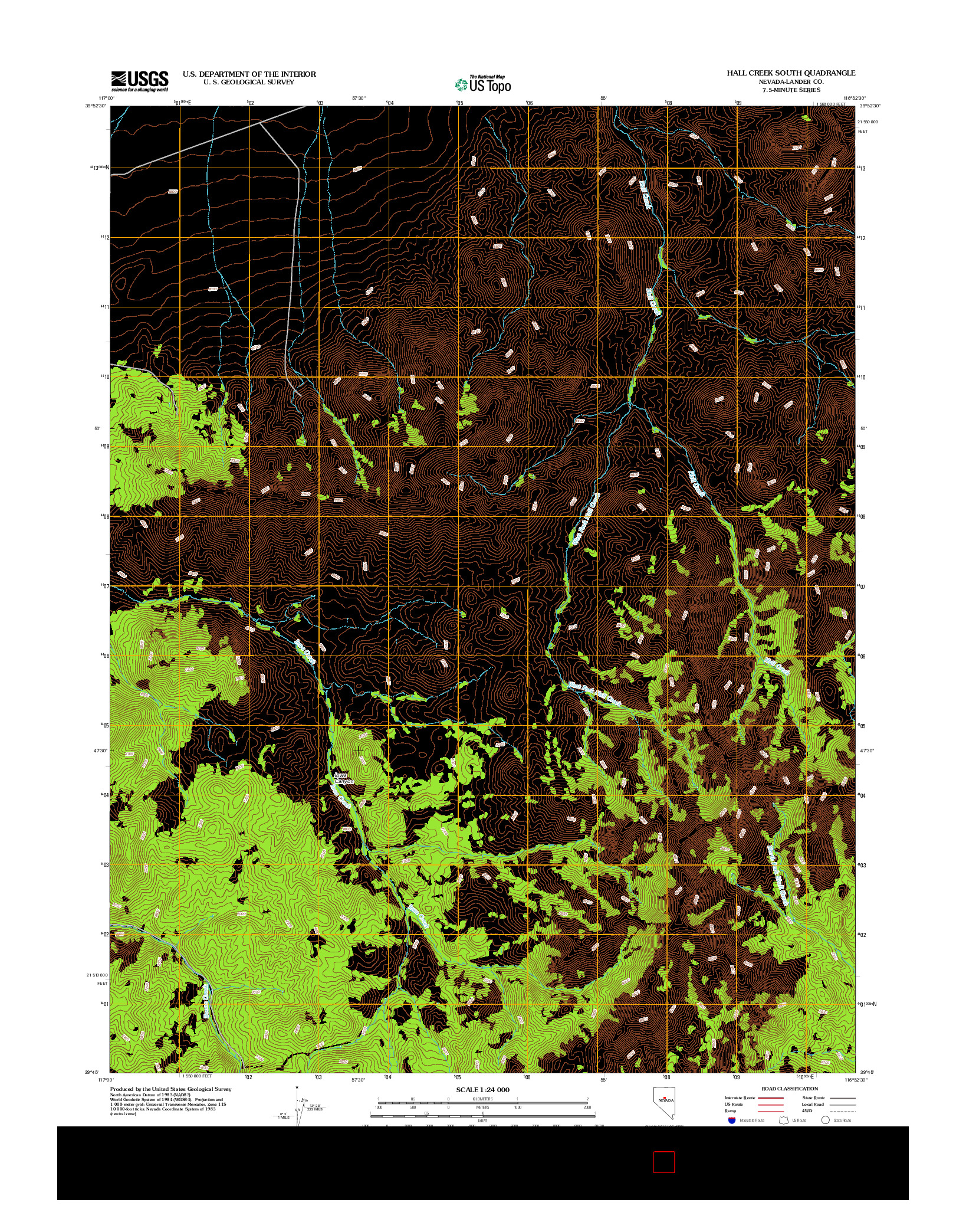 USGS US TOPO 7.5-MINUTE MAP FOR HALL CREEK SOUTH, NV 2012