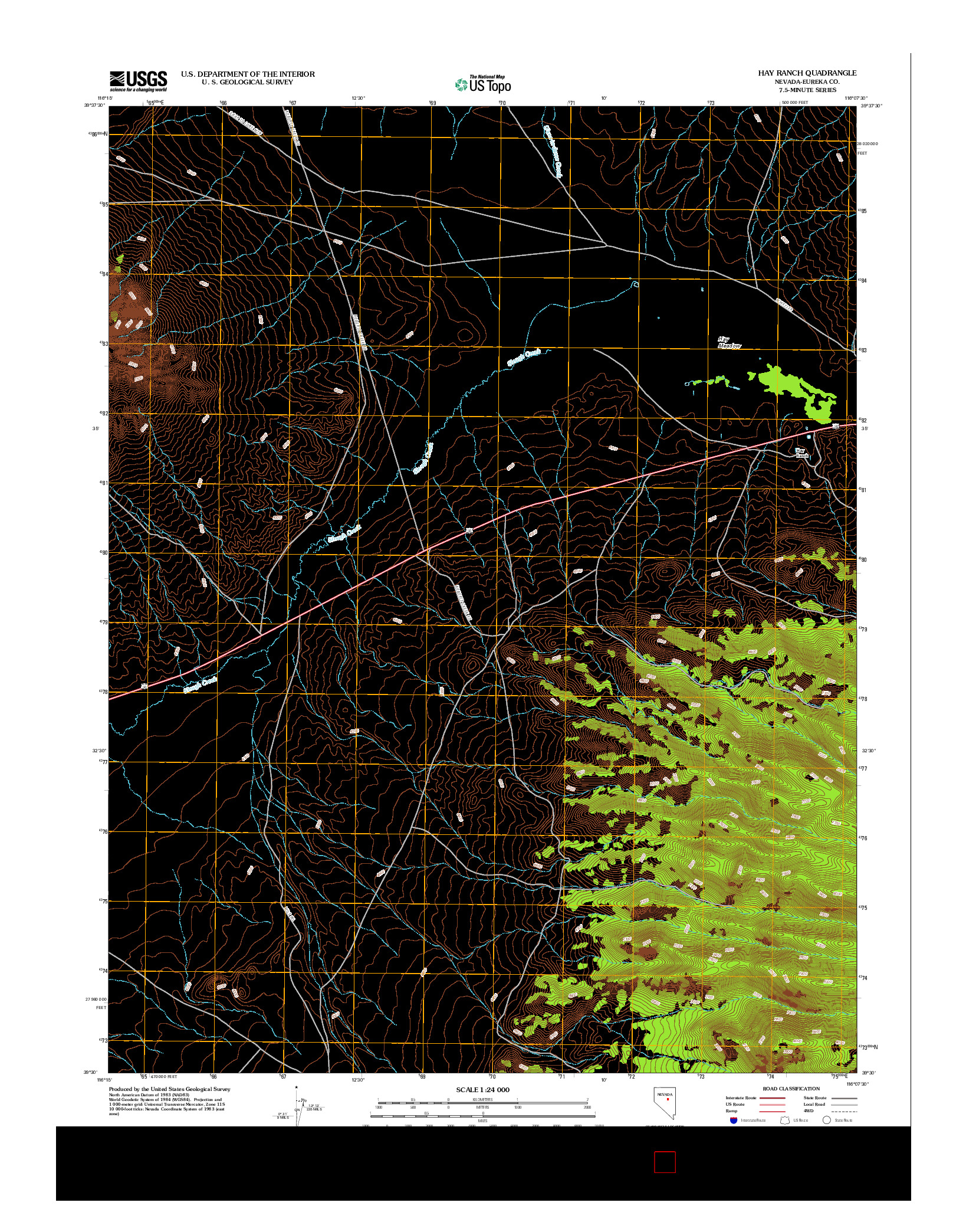 USGS US TOPO 7.5-MINUTE MAP FOR HAY RANCH, NV 2012