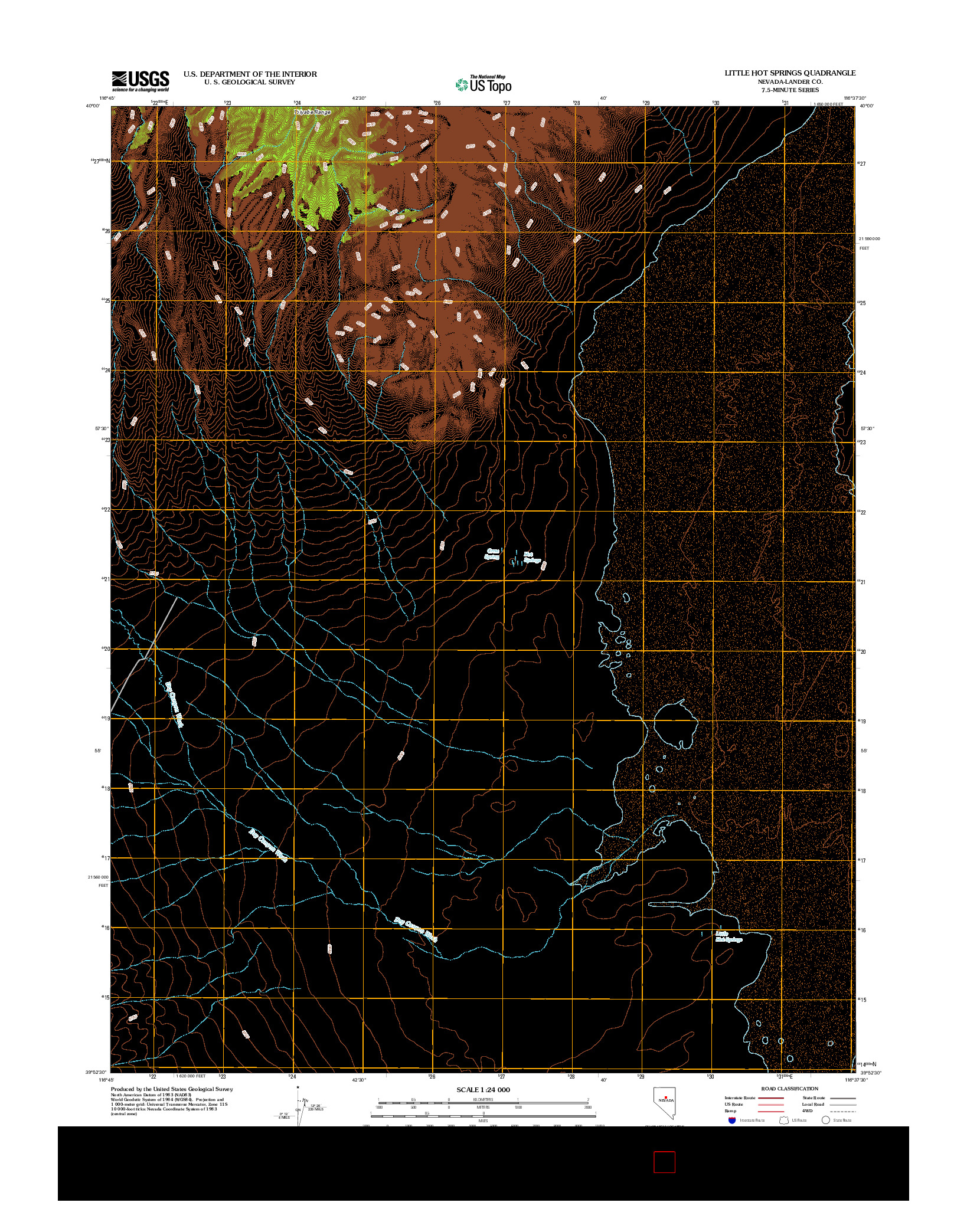 USGS US TOPO 7.5-MINUTE MAP FOR LITTLE HOT SPRINGS, NV 2012